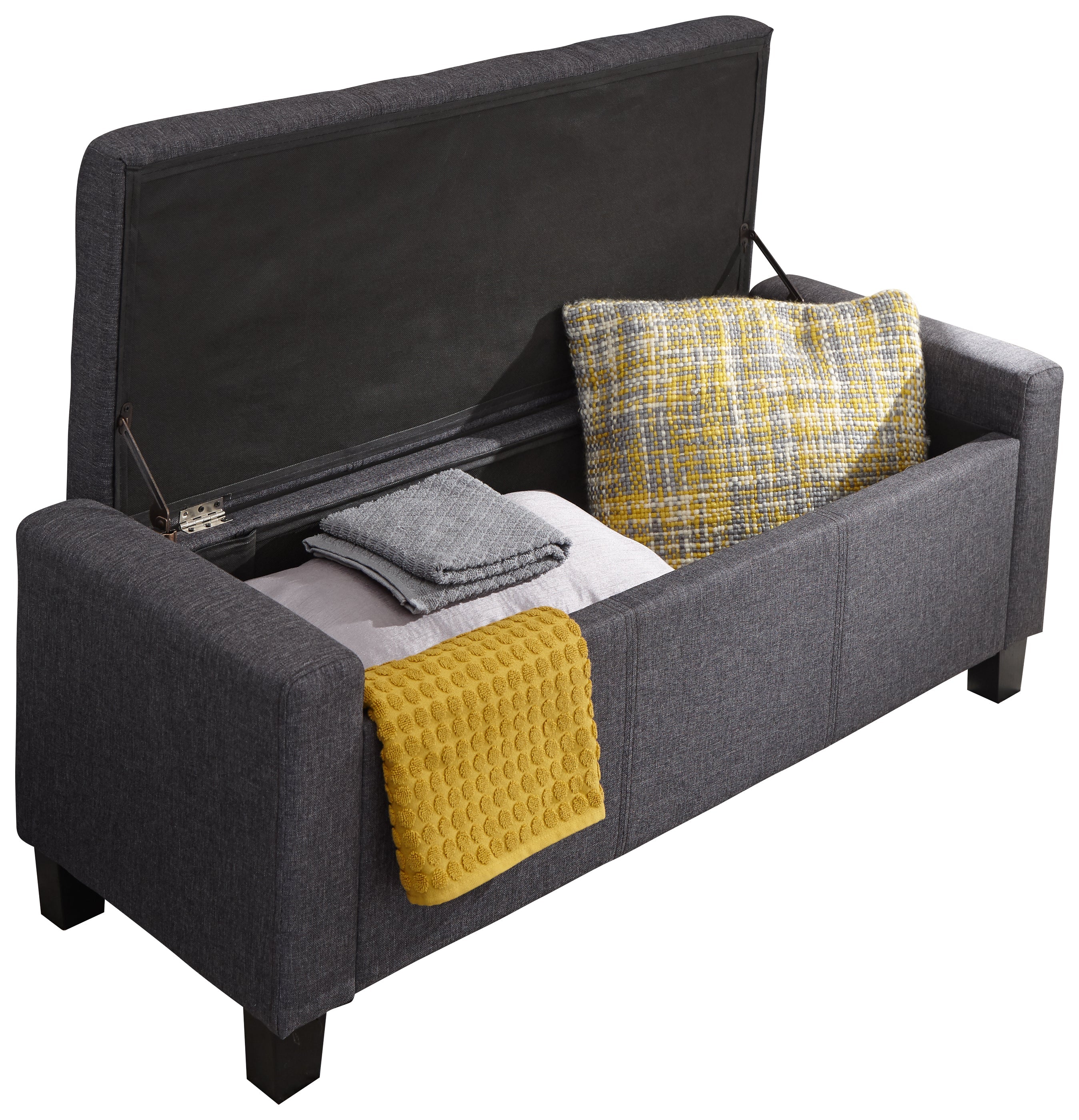 Verona Ottoman Bench Charcoal Grey Fabric – GFW, view 11
