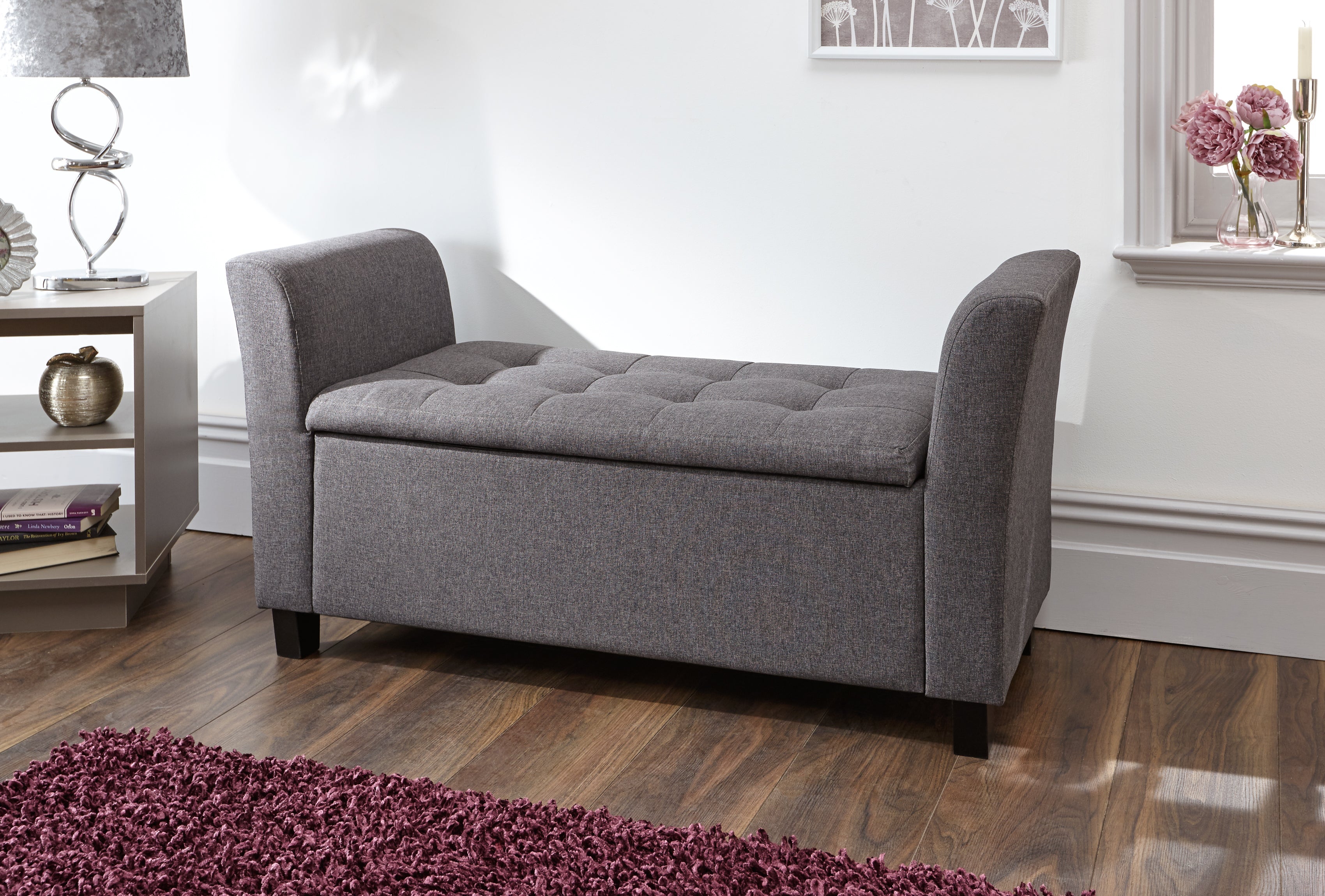 Verona Window Seat Charcoal Fabric – GFW, view 4