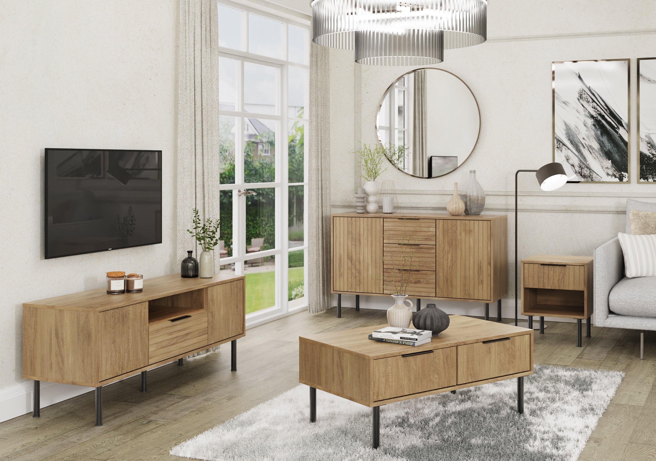 Nervata Lamp Table Oak – GFW, view 4
