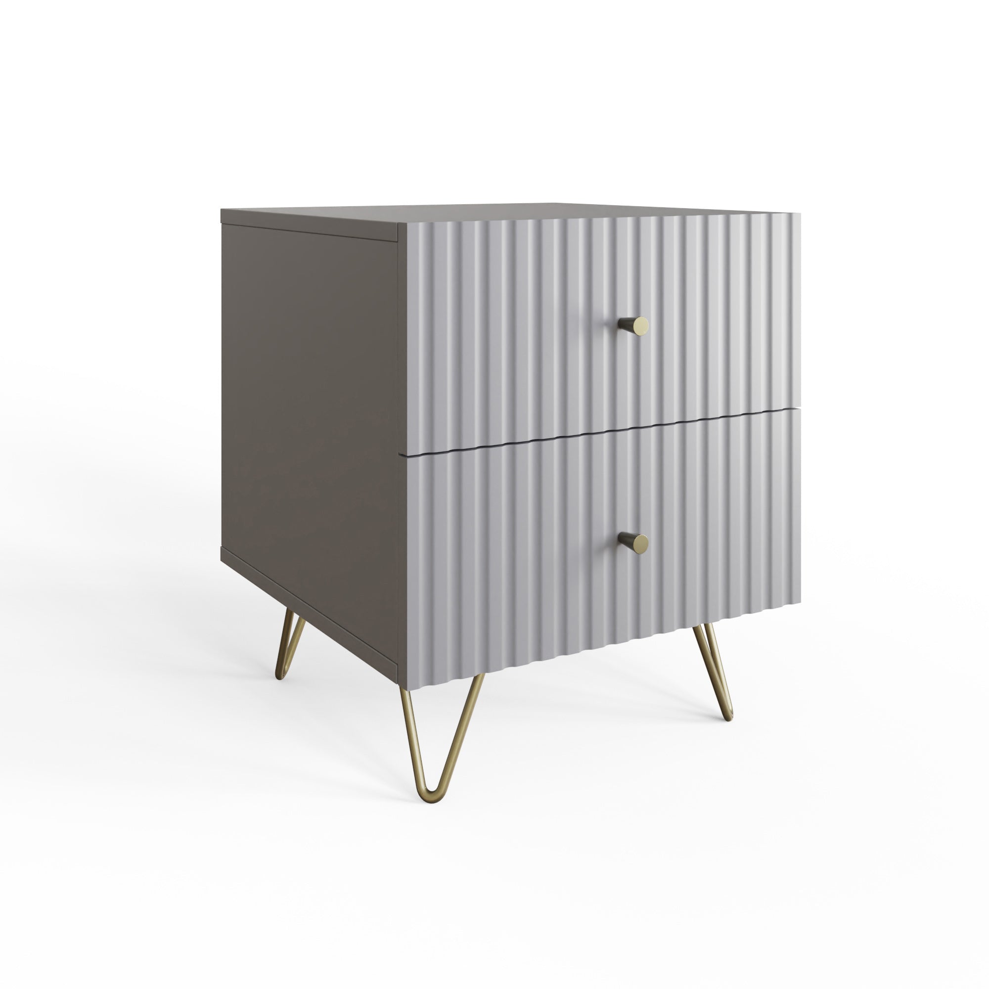 Thalia 2 Drawer Bedside Table Pair – Grey