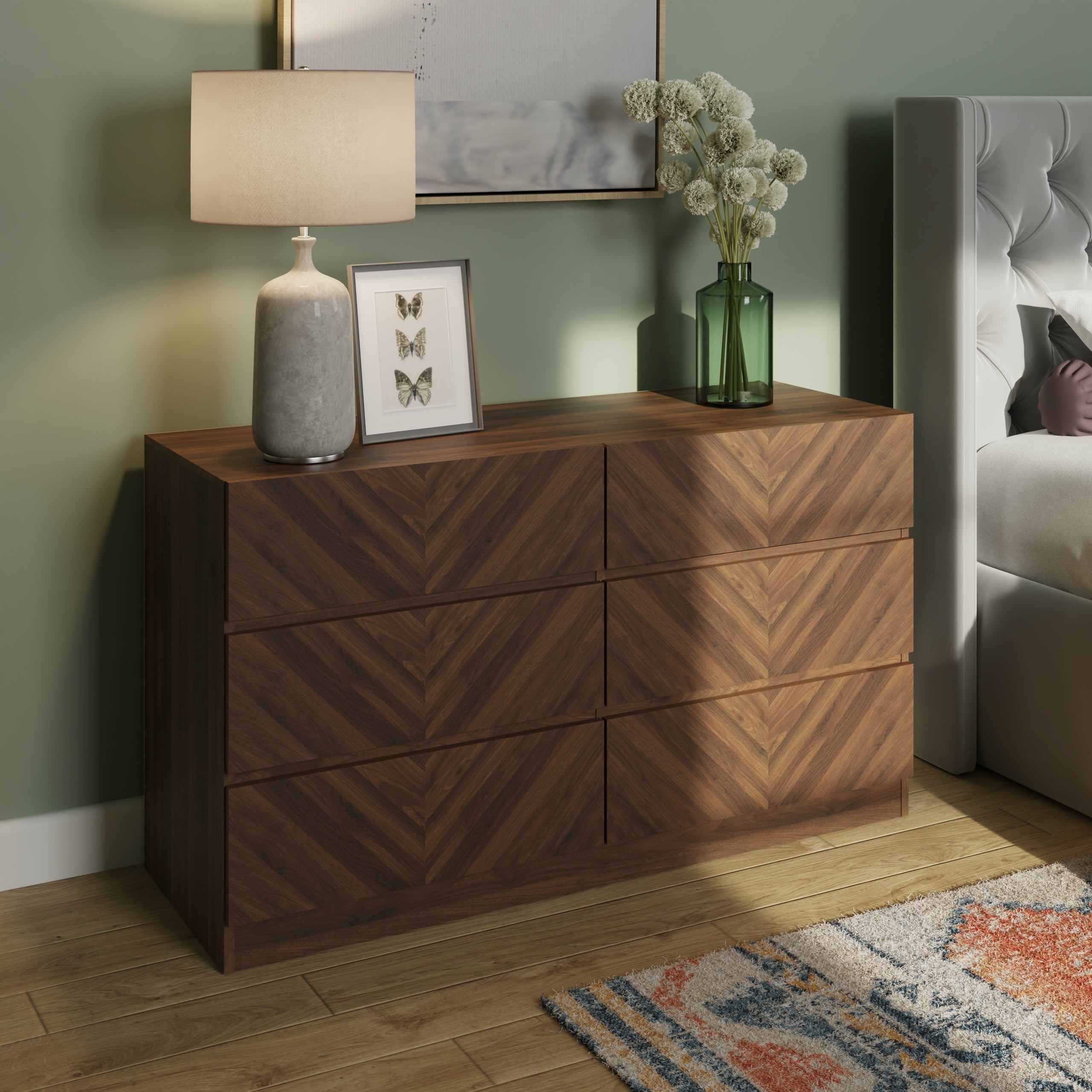 Catania 3+3 Drawer Chest Royal Walnut – GFW, view 2