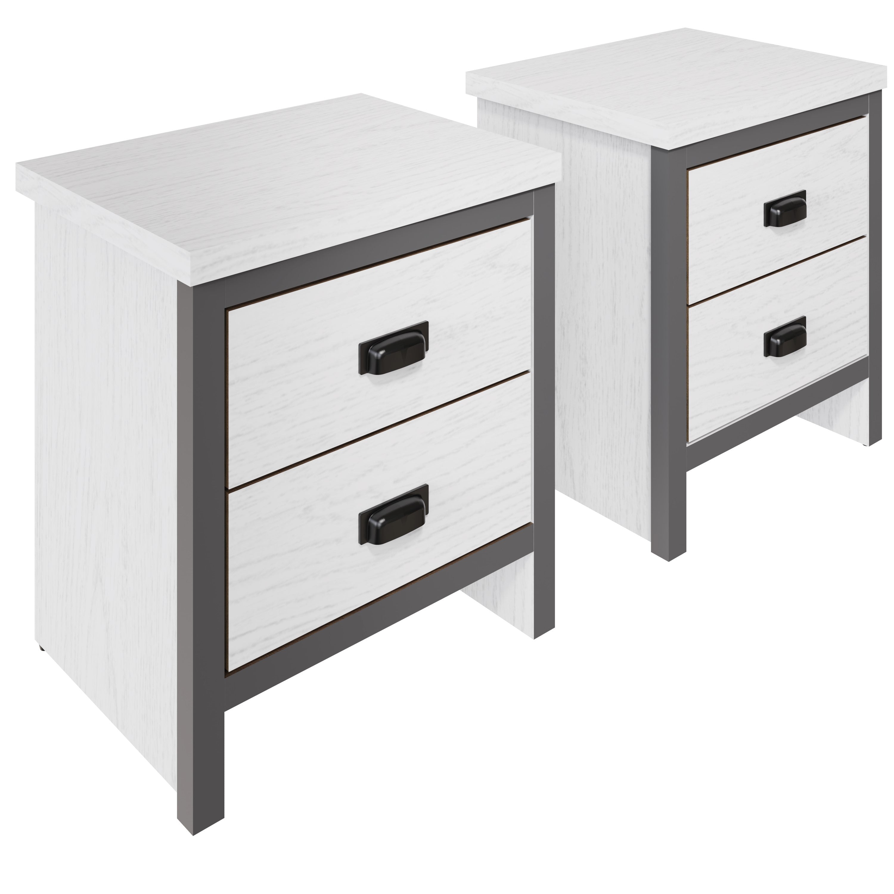 Boston 2 Drawer Bedside Table Pair White – GFW, view 5