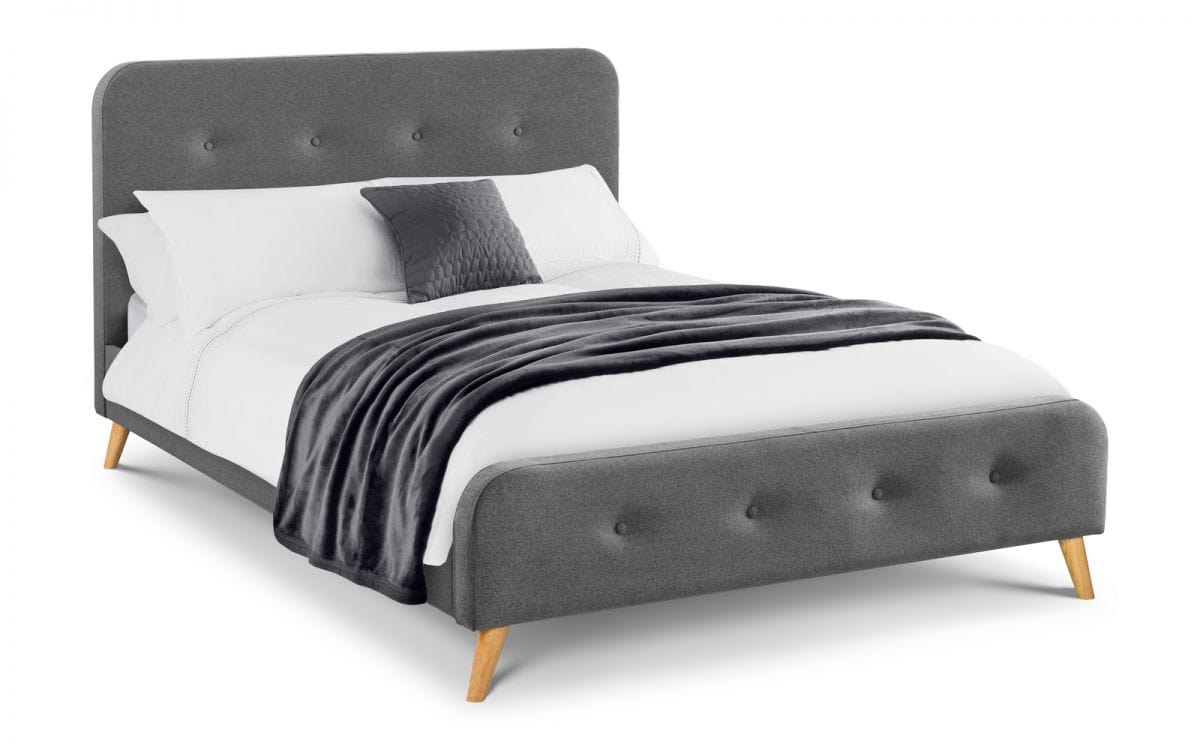 Astrid Curved Retro Buttoned Bed - Grey – Julian Bowen