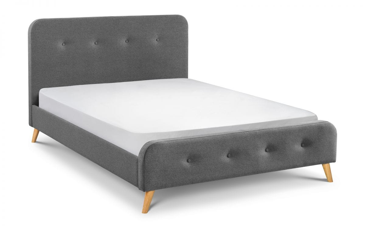 Astrid Curved Retro Buttoned Bed - Grey – Julian Bowen, view 3