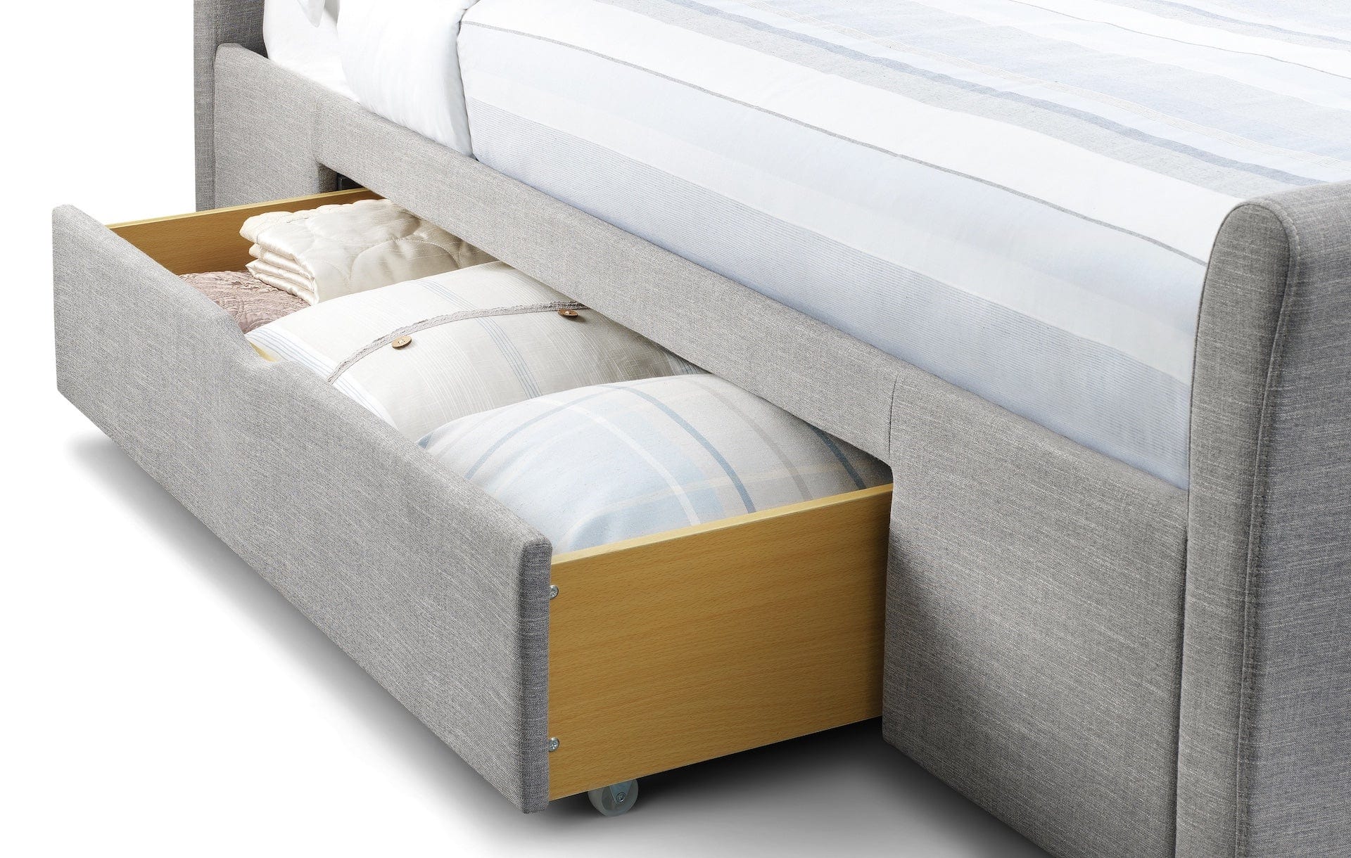 Capri Fabric Bed With Drawers - Light Grey – Julian Bowen, view 3