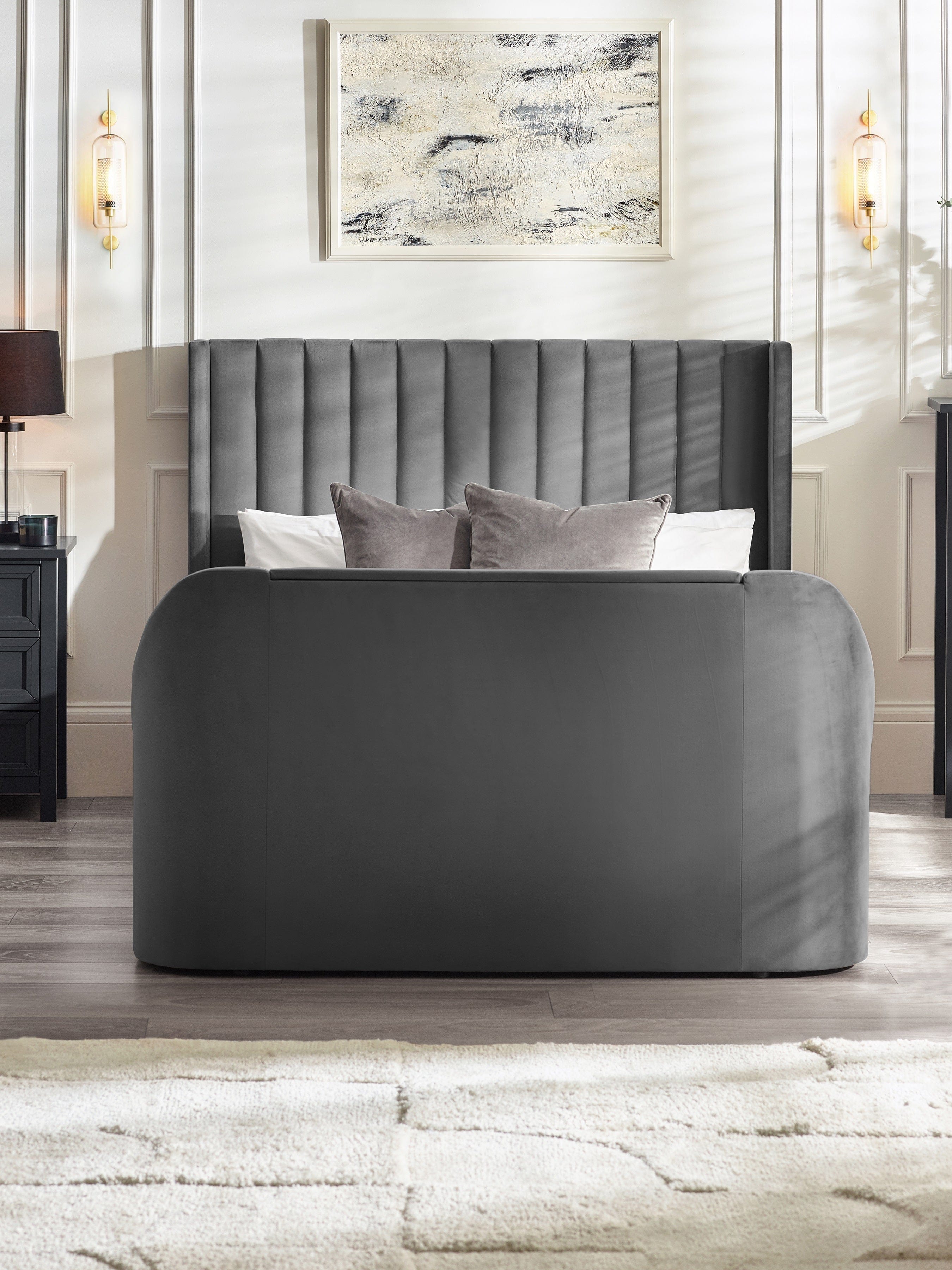 Clara Ottoman TV Bed - Dark Grey – Julian Bowen, view 4