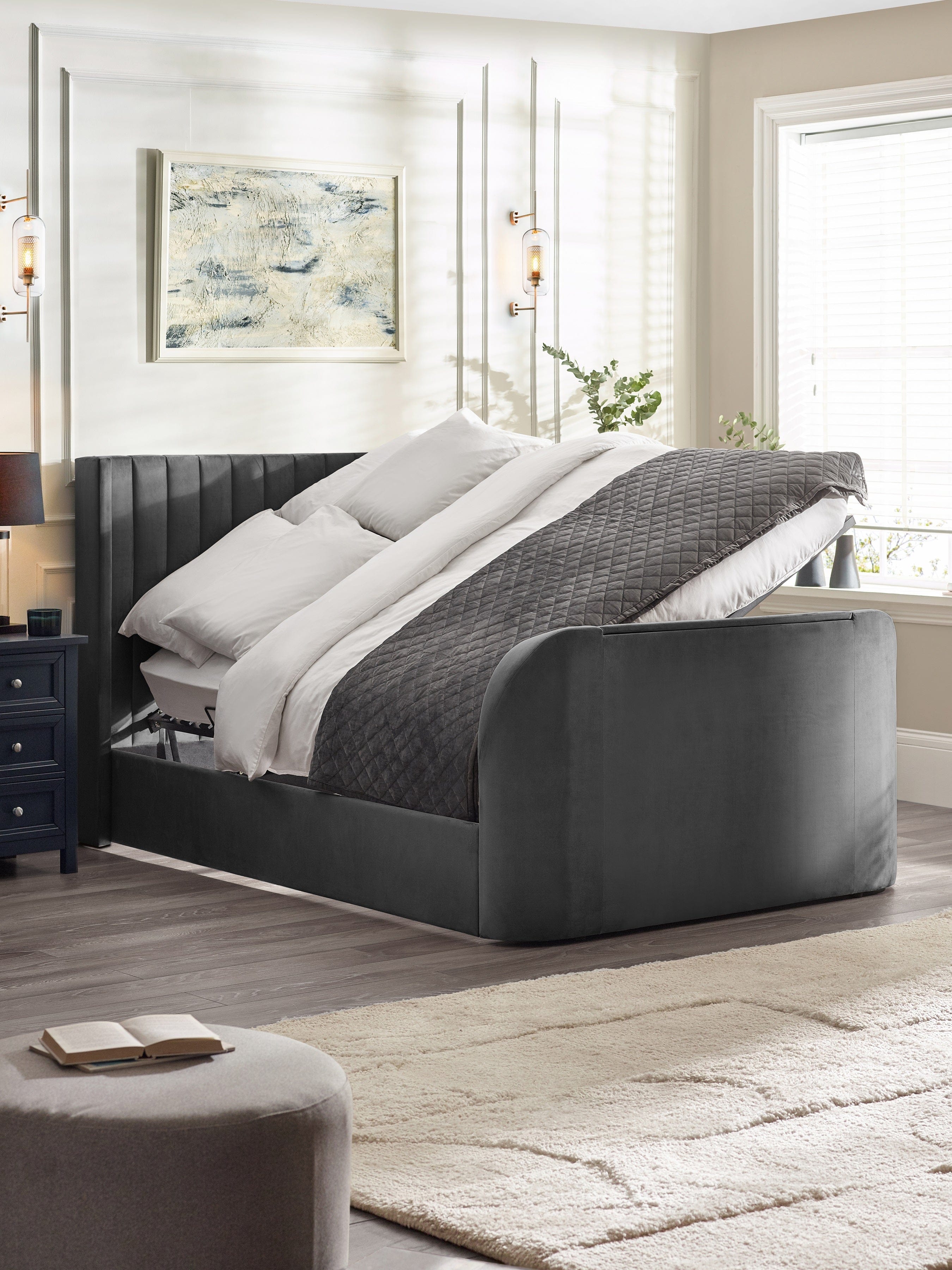 Clara Ottoman TV Bed - Dark Grey – Julian Bowen, view 28