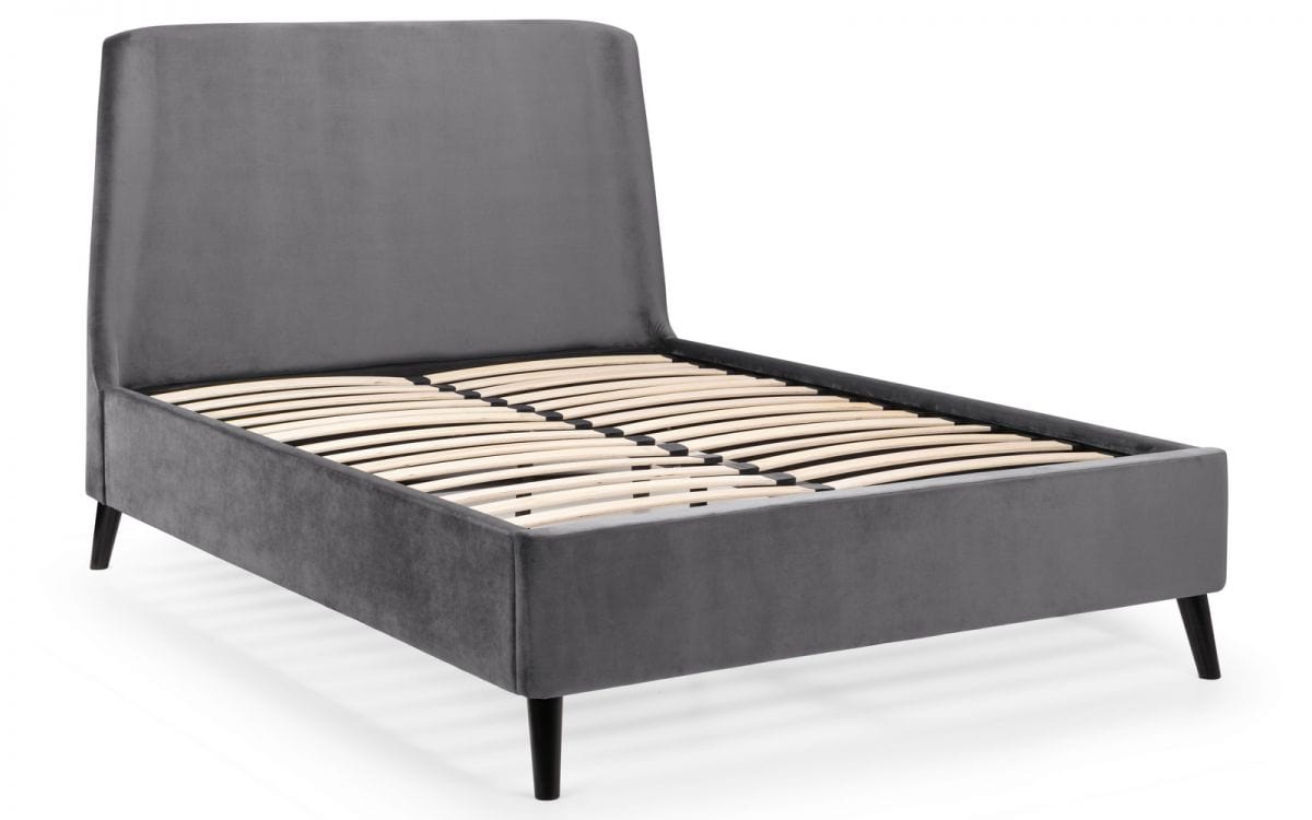Frida Curved Velvet Bed - Grey – Julian Bowen, view 3