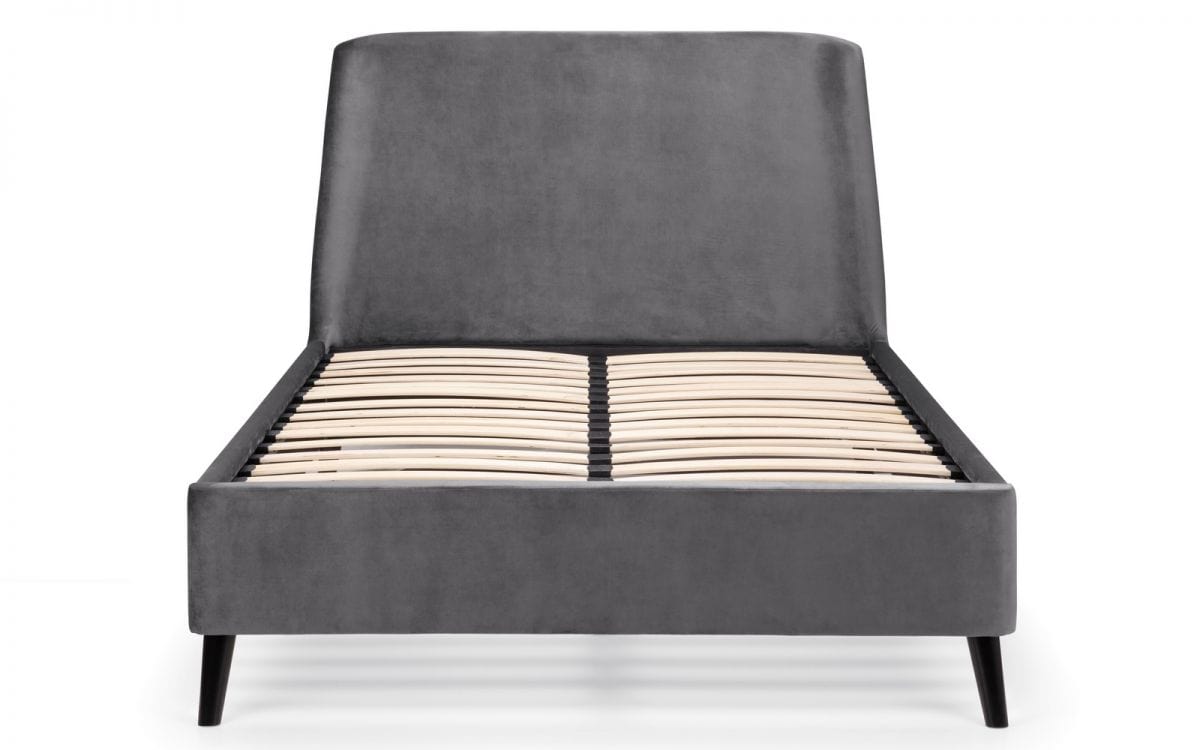 Frida Curved Velvet Bed - Grey – Julian Bowen, view 4