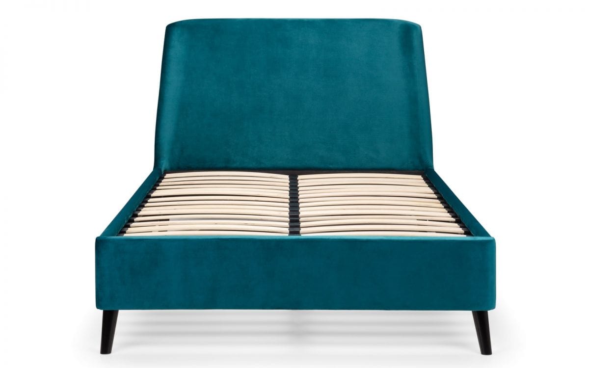 Frida Curved Velvet Bed - Teal – Julian Bowen, view 4