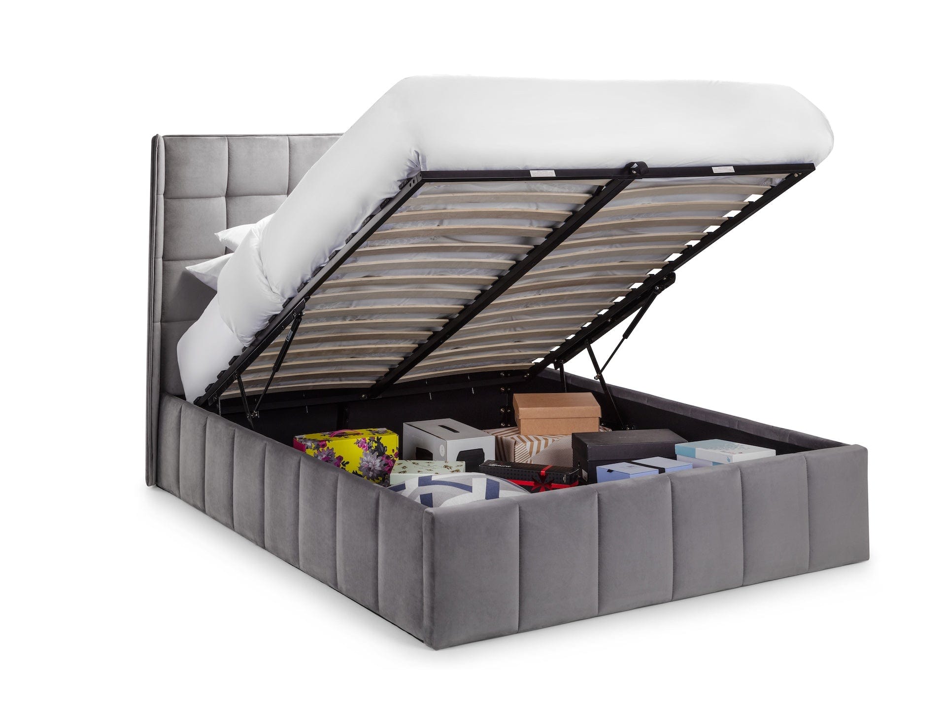 Gatsby Storage Ottoman Bed - Light Grey – Julian Bowen, view 2