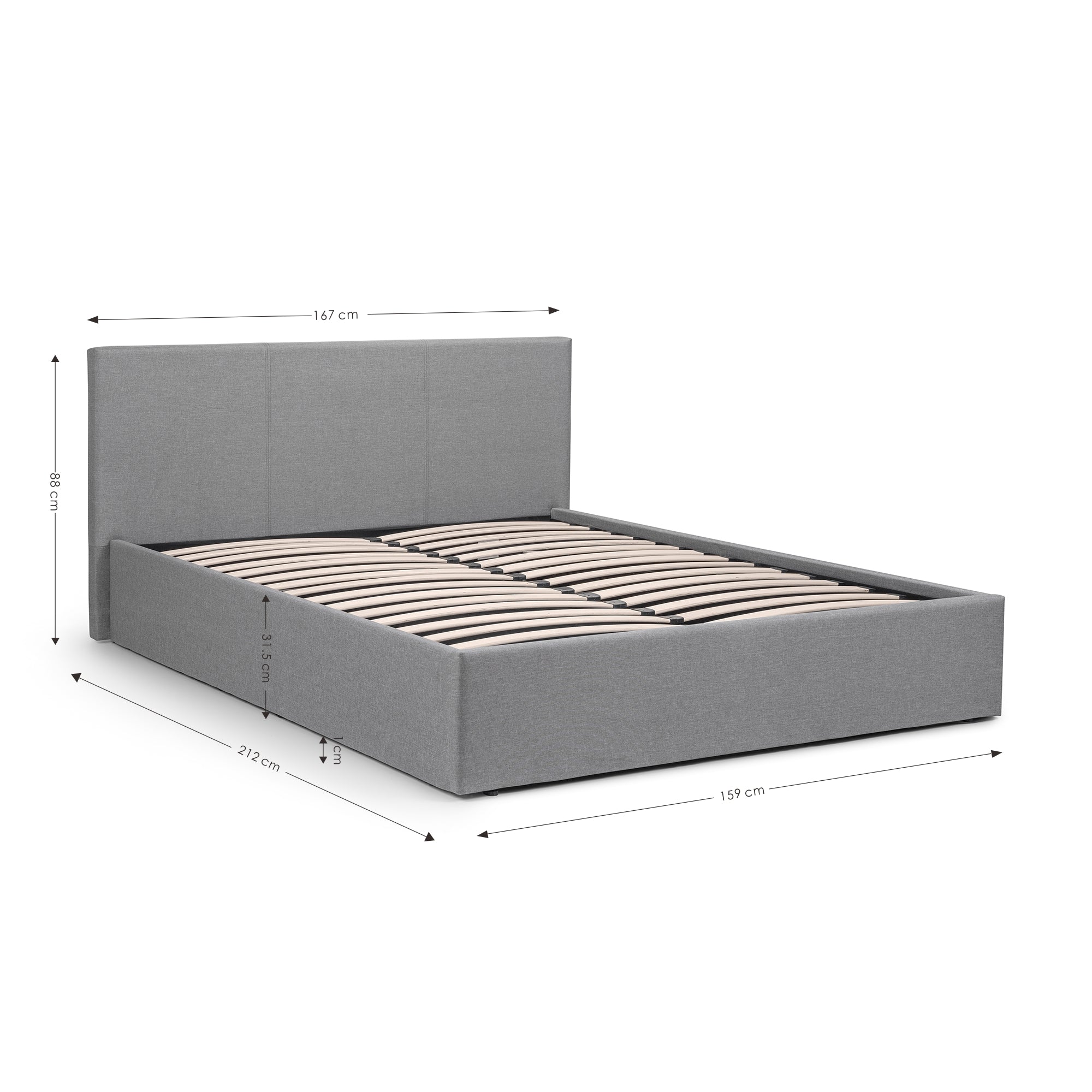 Rialto Lift-Up Storage Bed In Linen Fabric - Light Grey – Julian Bowen, view 6