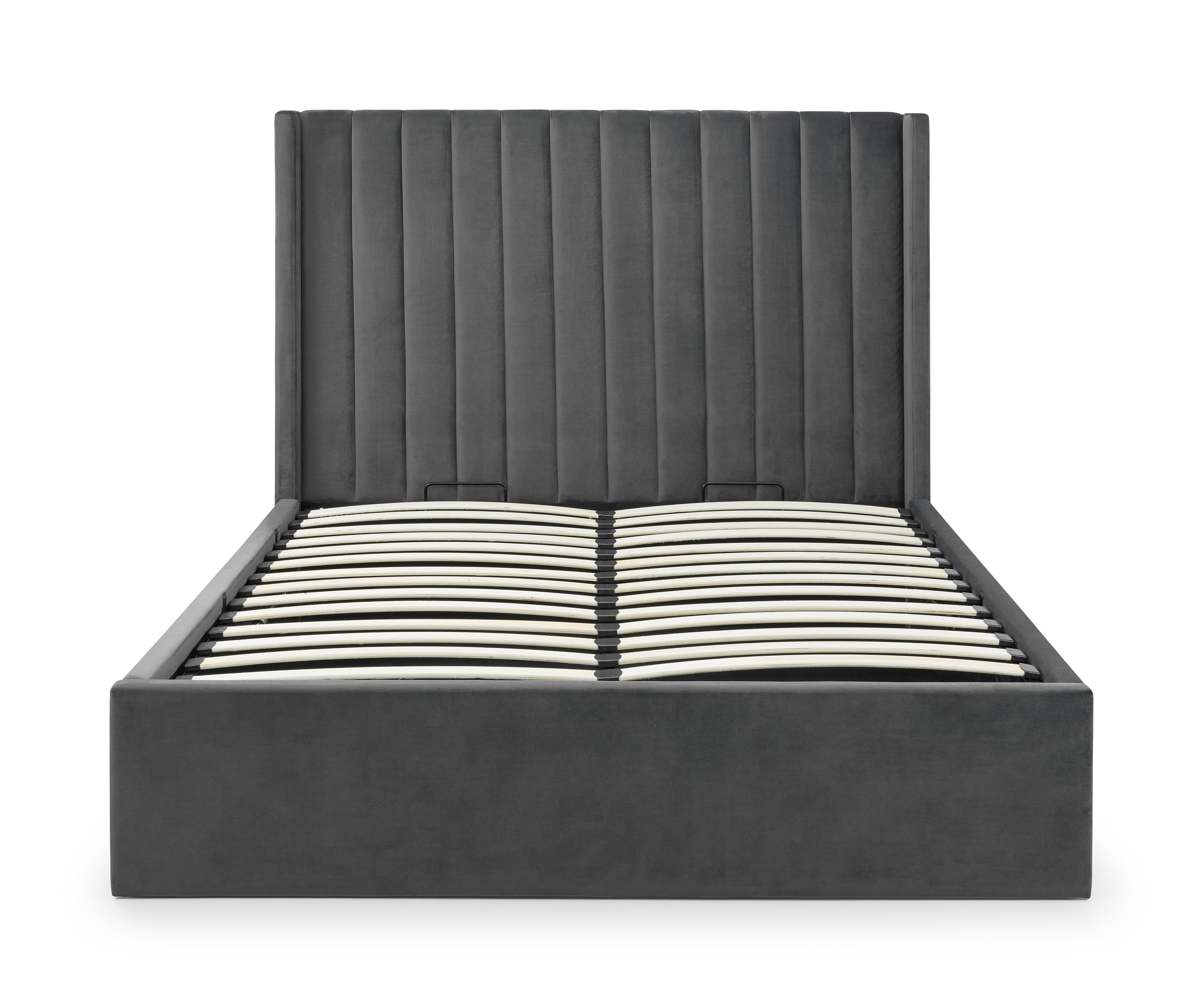 Langham Scalloped Headboard Storage Bed - Grey – Julian Bowen, view 2