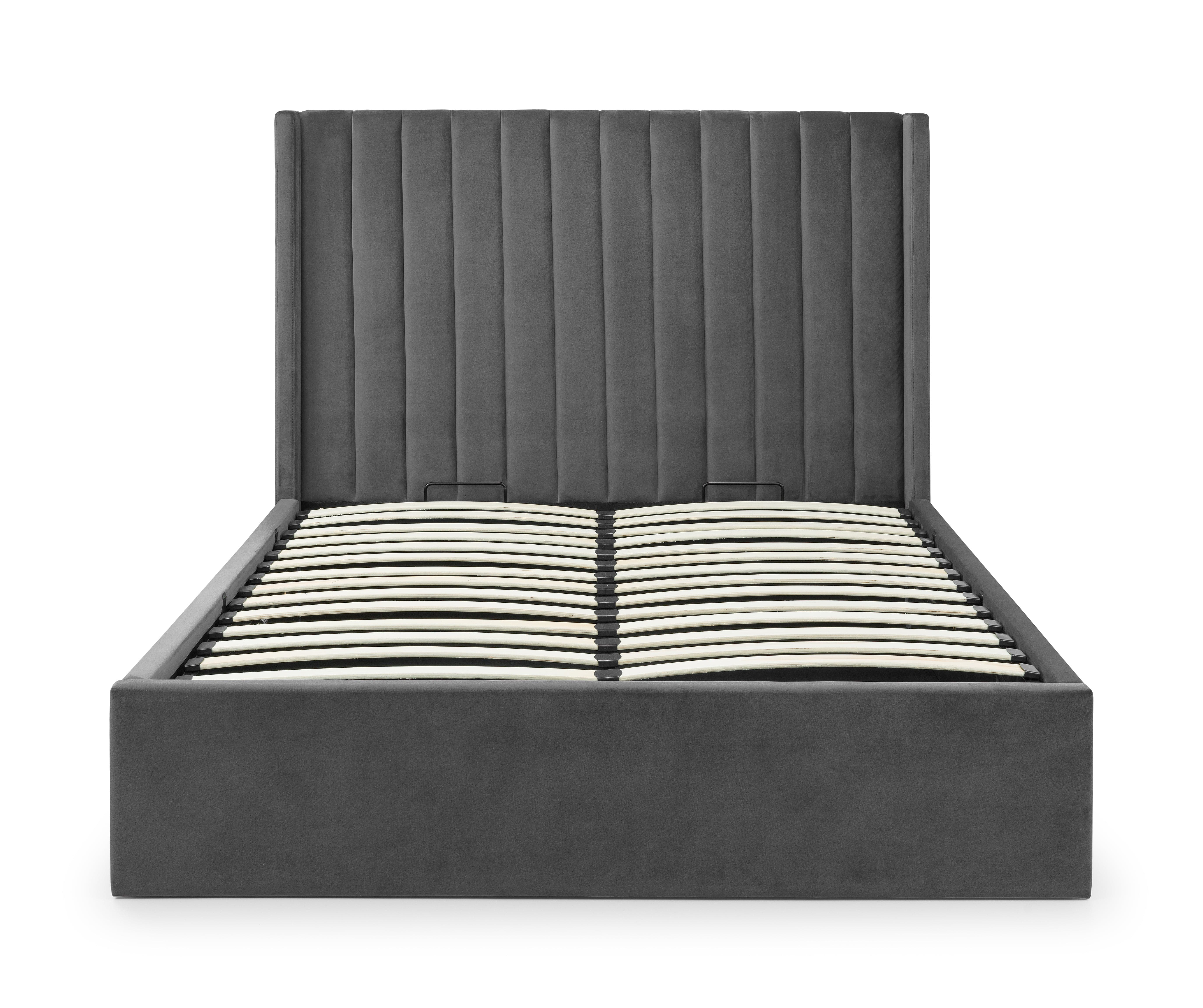 Langham Scalloped Headboard Storage Bed - Grey – Julian Bowen, view 3