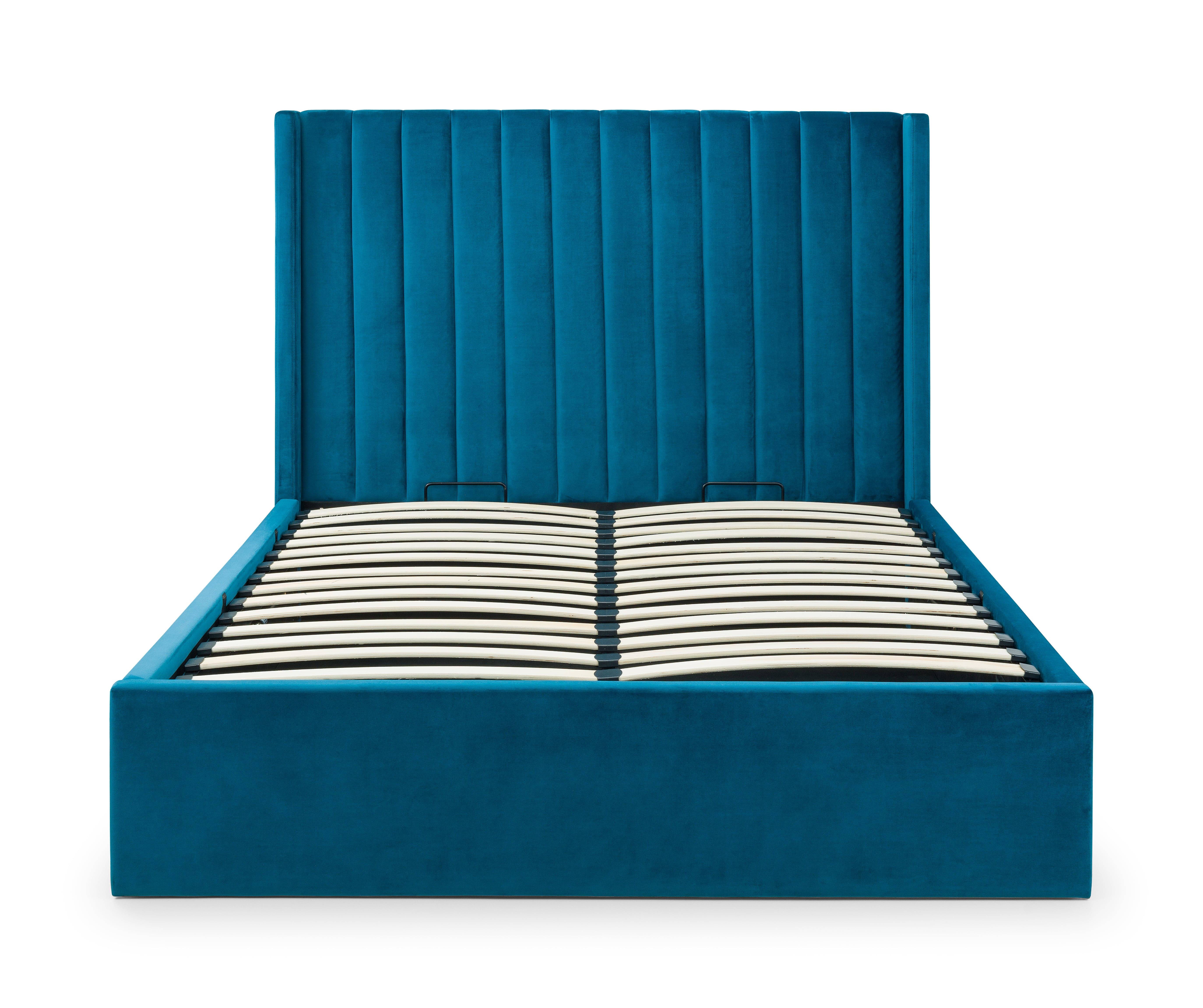 Langham Scalloped Headboard Storage Bed - Teal – Julian Bowen, view 3