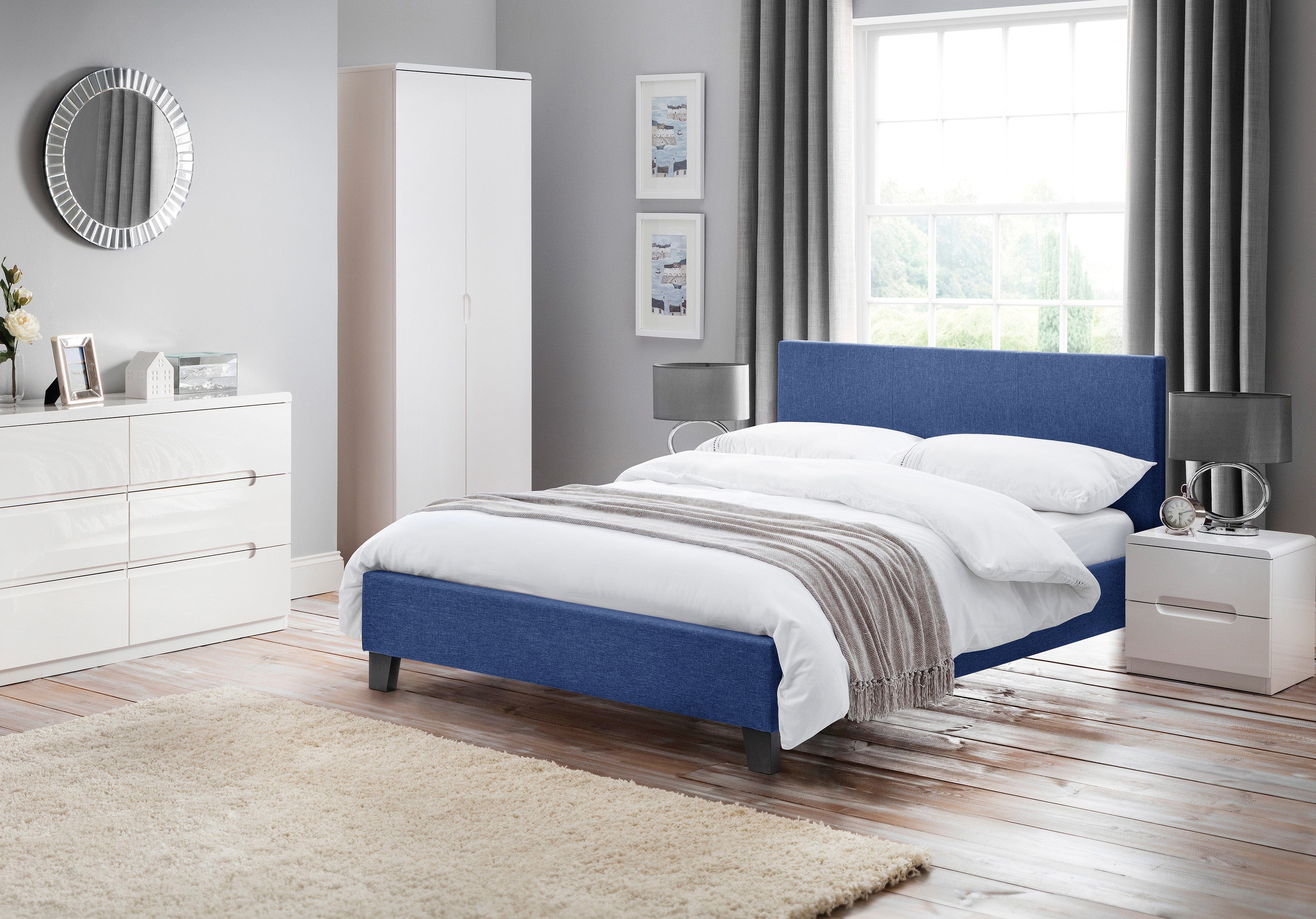 Rialto Linen Bed - Blue – Julian Bowen, view 18