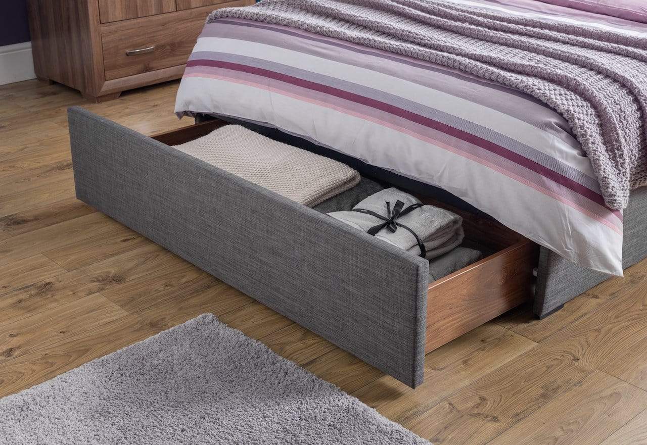 Julian Bowen Fabric Bed Santorini Drawer Bed Slate Linen - Santorini - Grey Bed Kings