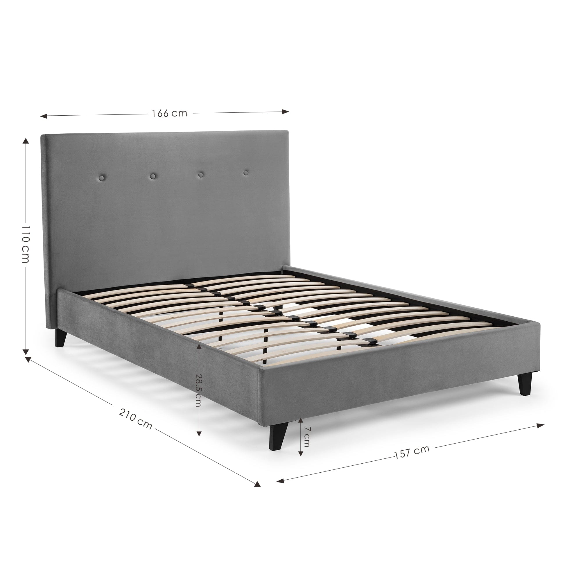 Shoreditch High Headboard Bed - Slate Grey – Julian Bowen, view 3