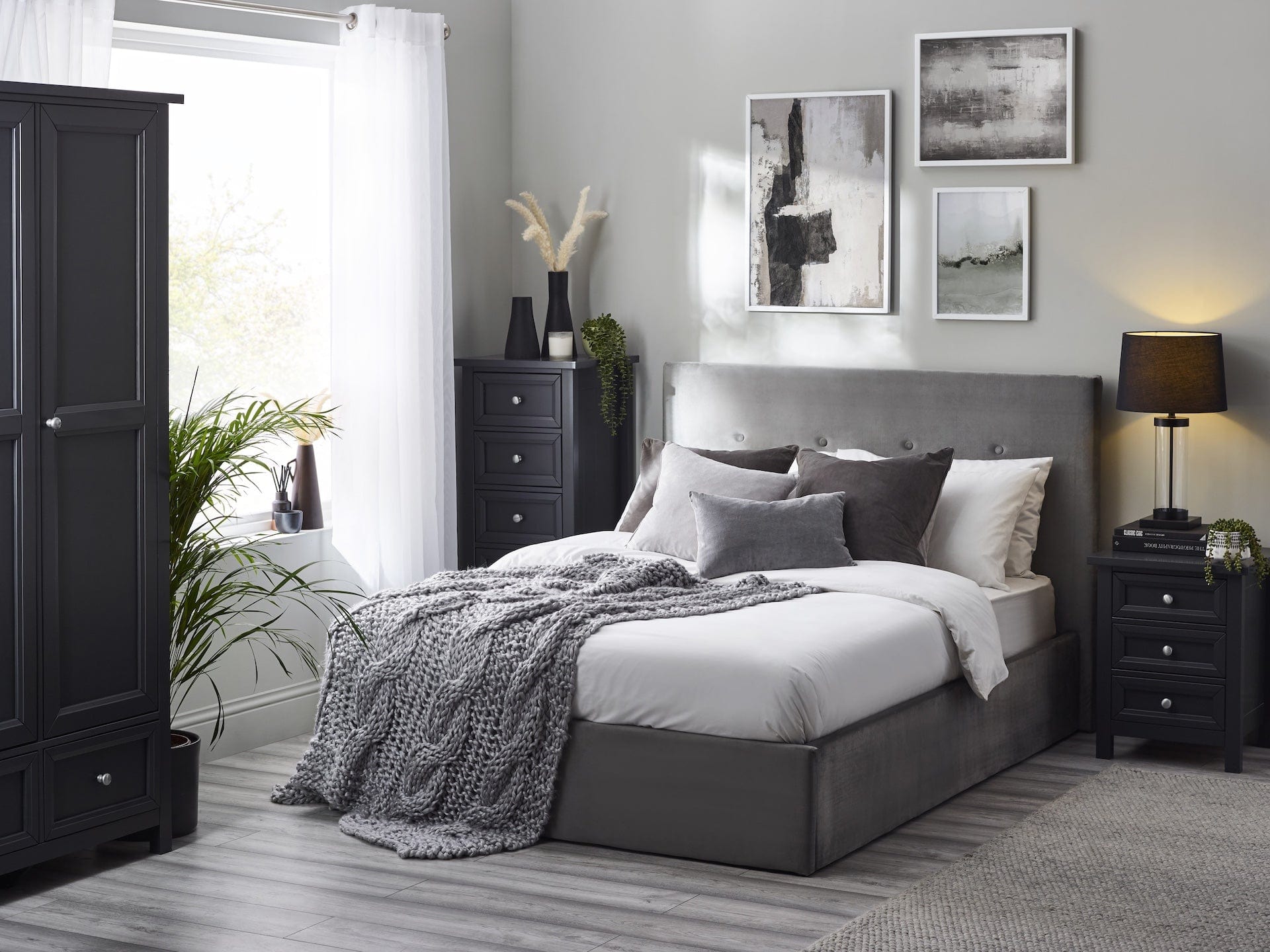 Shoreditch High Headboard Lift-Up Storage Bed - Slate Grey – Julian Bowen