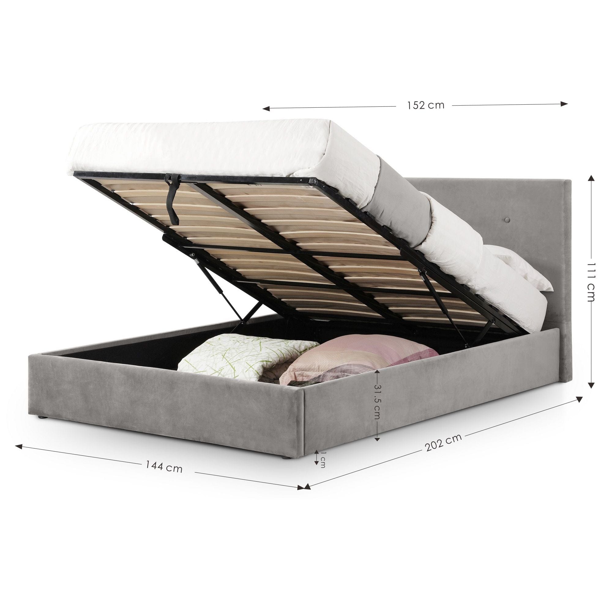 Shoreditch High Headboard Lift-Up Storage Bed - Slate Grey – Julian Bowen, view 9