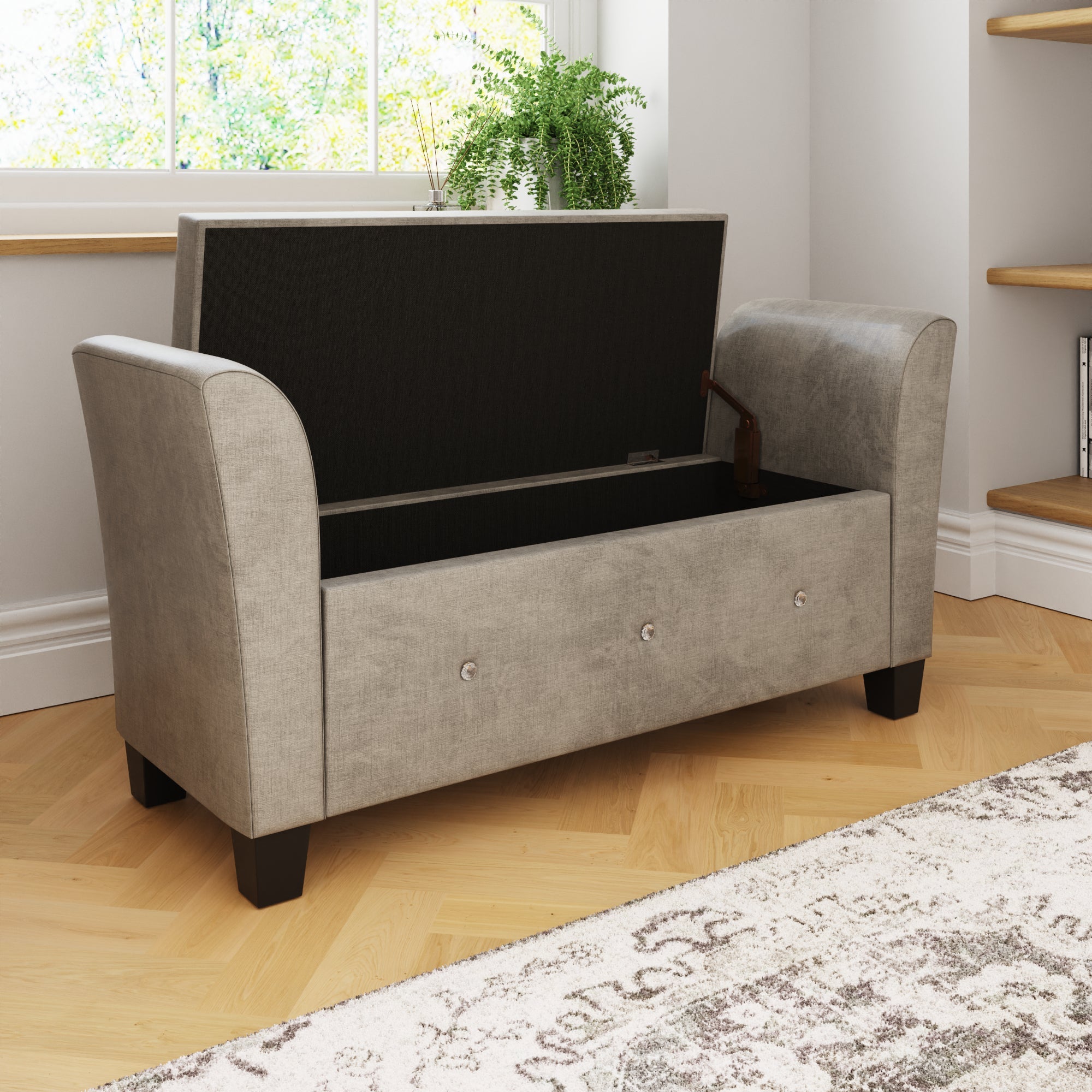 Verona Diamante Window Seat Silver Chenille – GFW, view 2