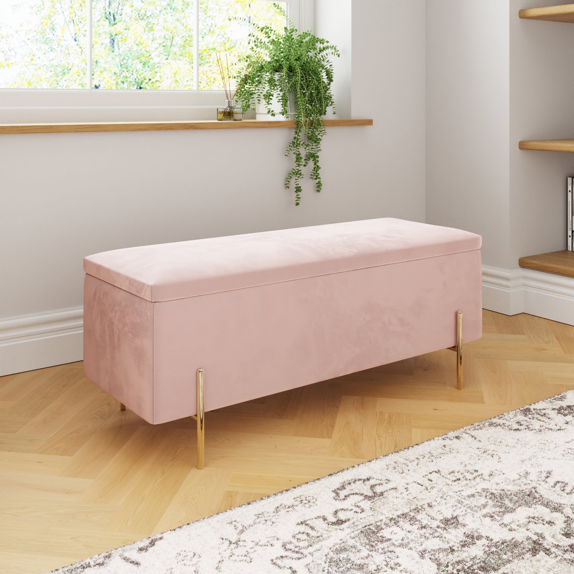 Mystica Ottoman Storage Bench Blush Pink – GFW, view 5