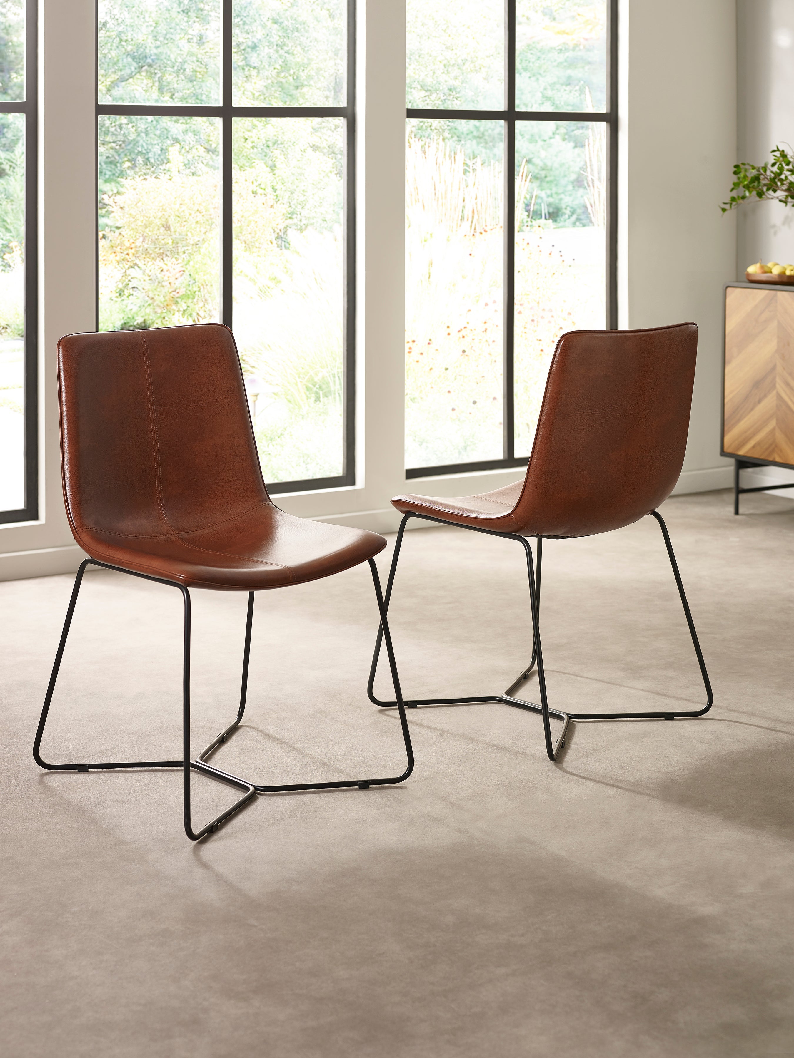 Joren Tan Brown PU Leather Dining Chairs (Set of 2) – Julian Bowen, view 11