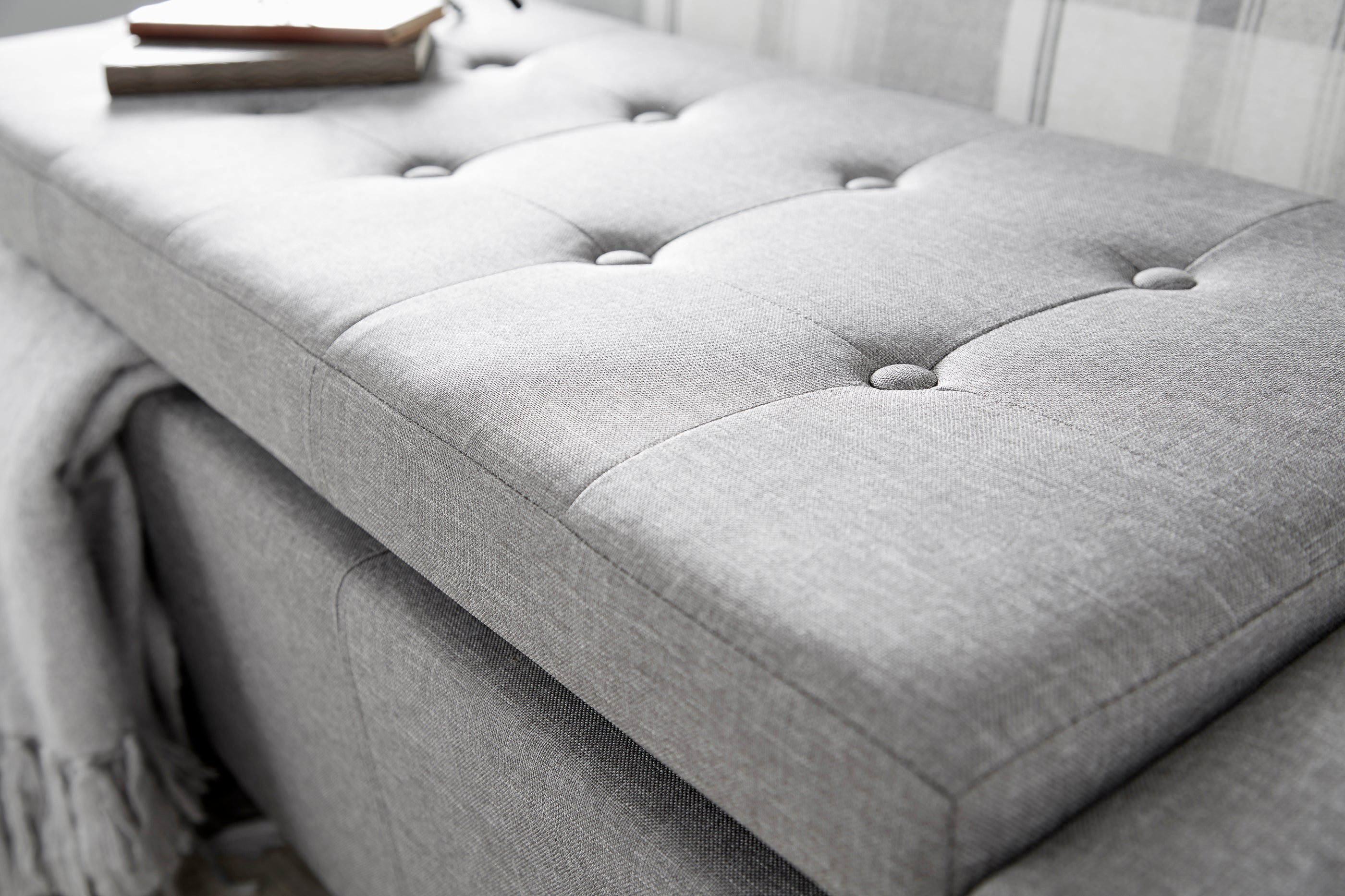 Verona Ottoman Bench Grey Fabric – GFW, view 5