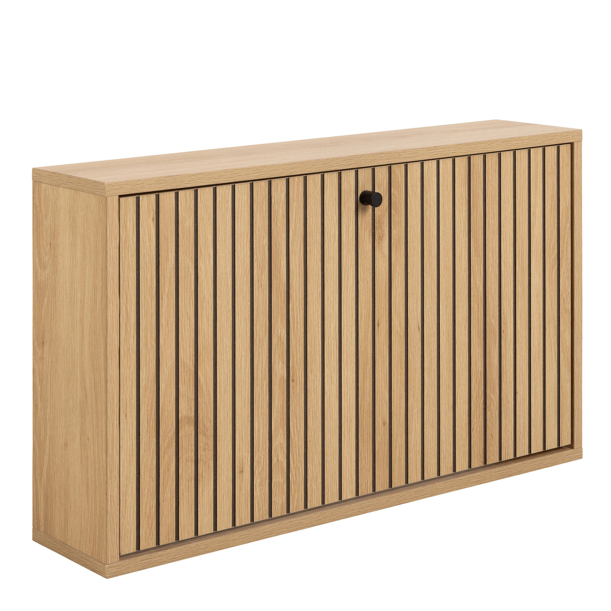 Albany wall mounted shoe cabinet with 1 flip down door in oak