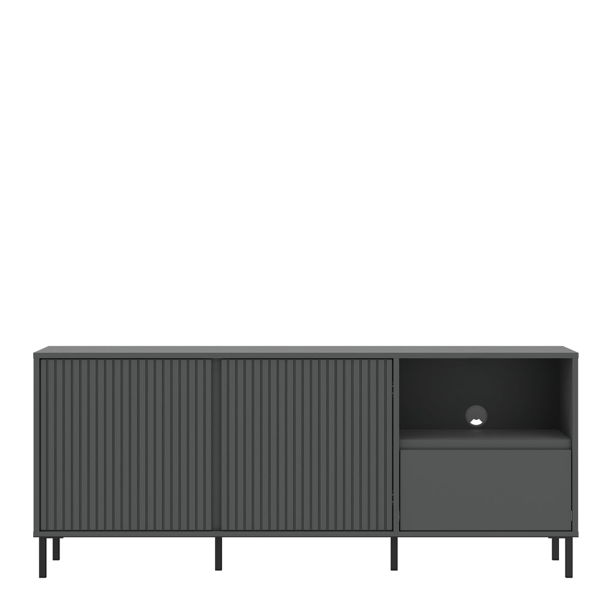 Avenale 157 cm TV cabinet with 2 doors and 1 drawer in anthracite, photo 2