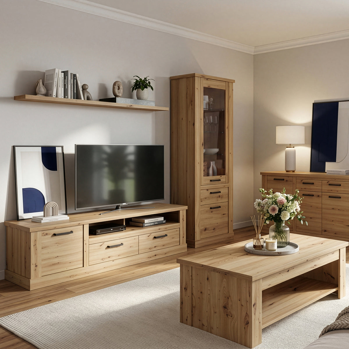 Corona 200 cm wall shelf in artisan oak, photo 4
