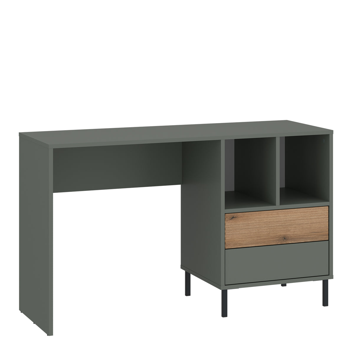 Darwin 2 drawer desk in green and oak