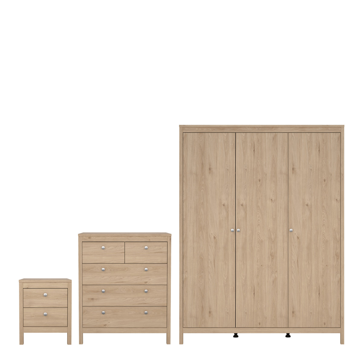 Madrid bedroom set with 3 door wardrobe in Jackson Hickory oak