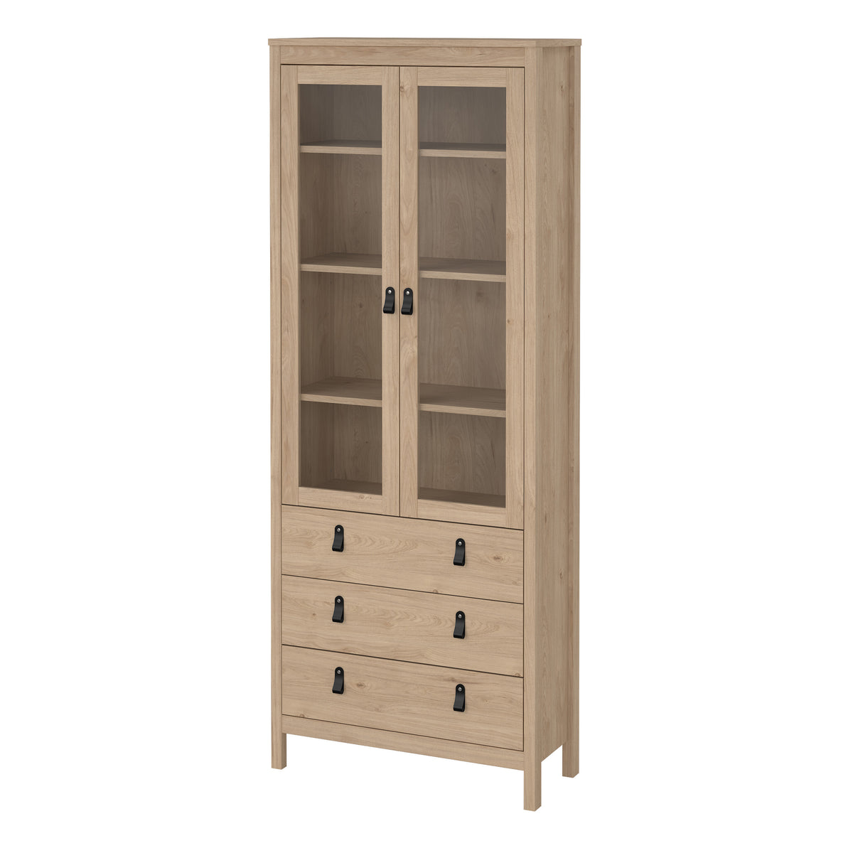 Barcelona china cabinet with 2 glass doors and 3 drawers in Jackson hickory oak, photo 3