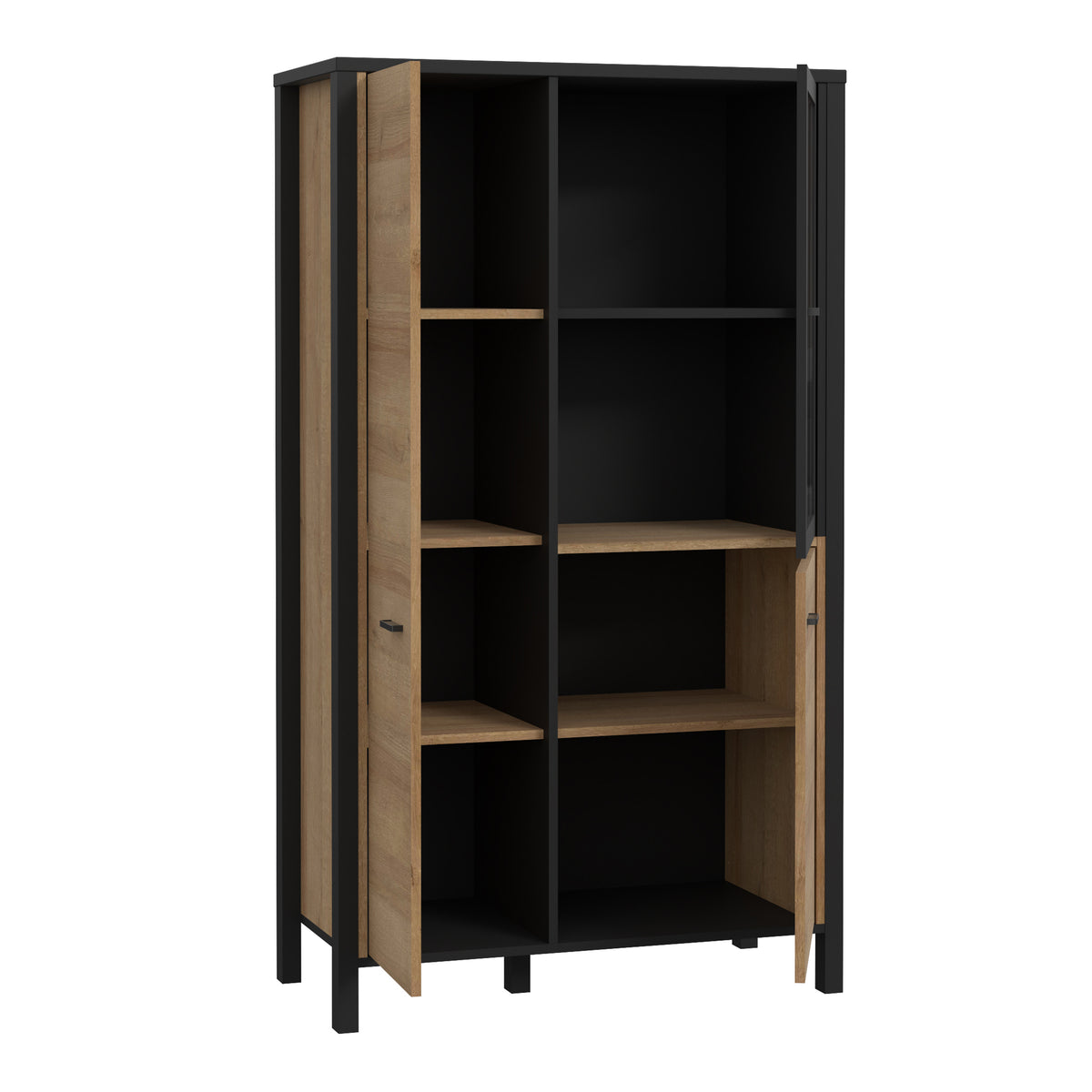 High Rock small display cabinet in matt black and Riviera oak, photo 3
