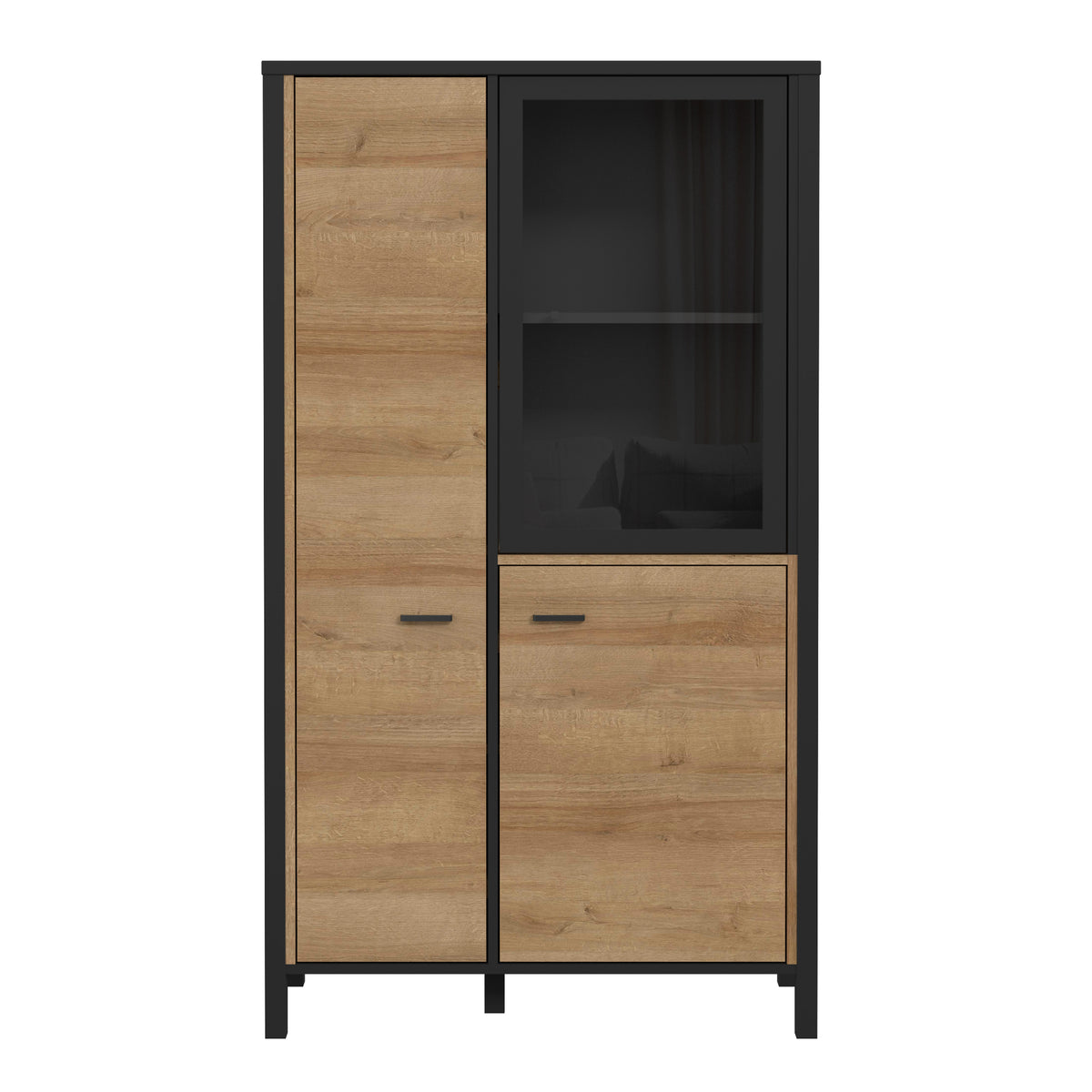 High Rock small display cabinet in matt black and Riviera oak, photo 2