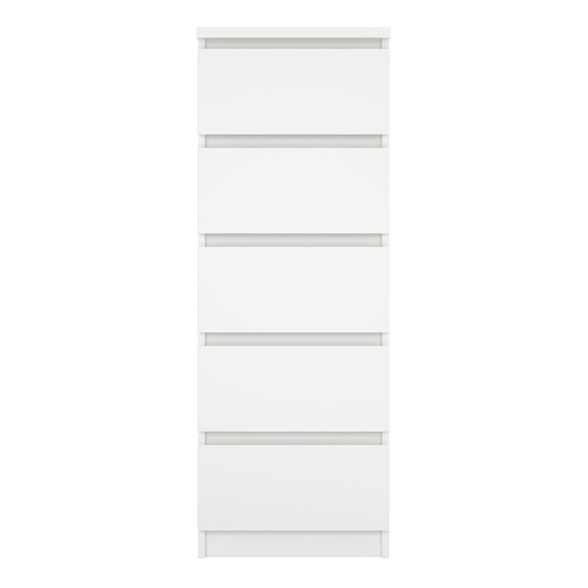 Naia narrow chest of 5 drawers in white, photo 2