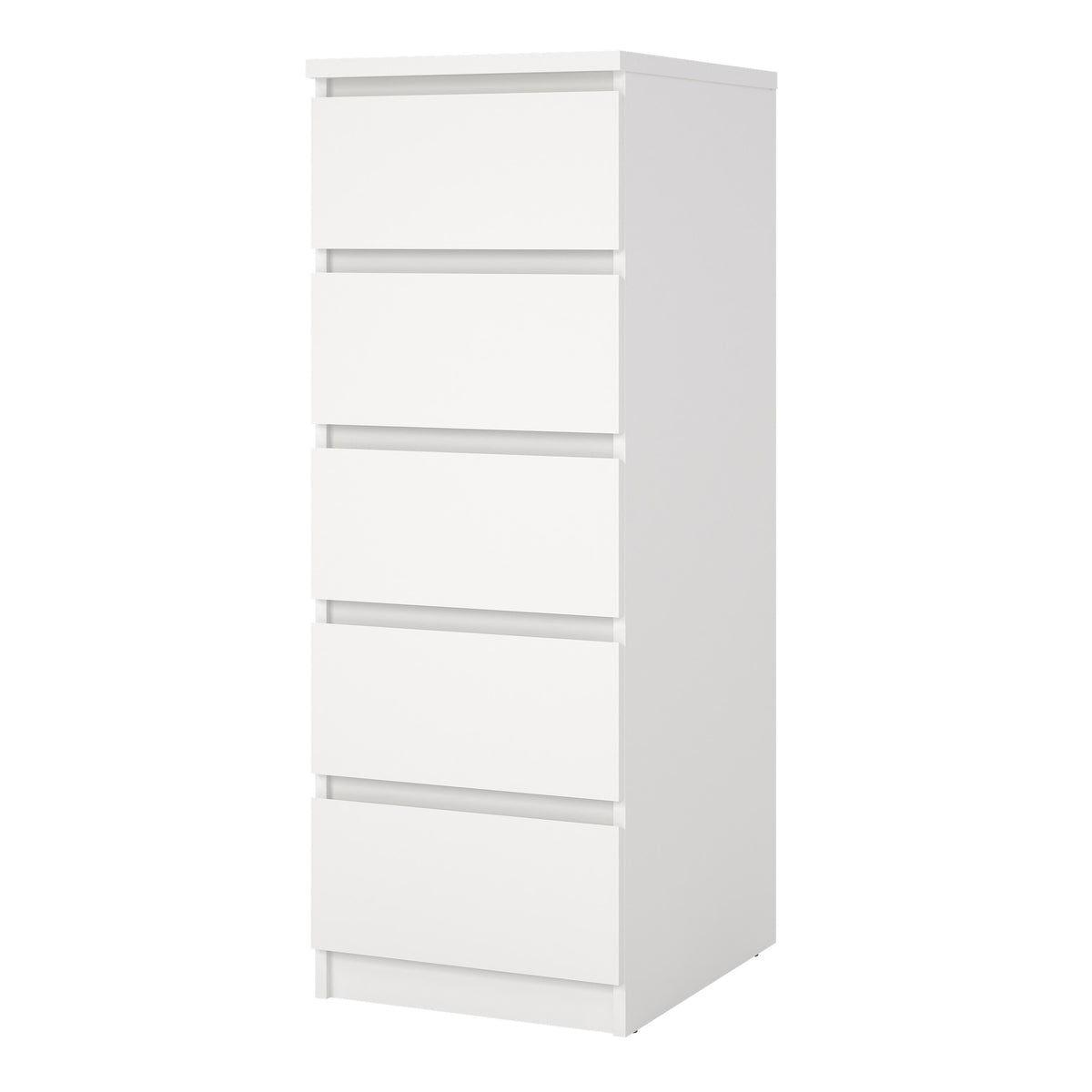 Naia narrow chest of 5 drawers in white, photo 3