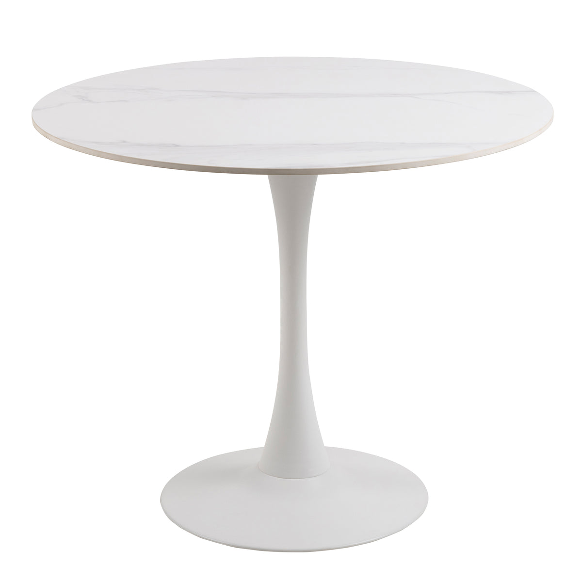 Malta round ceramic dining table in white