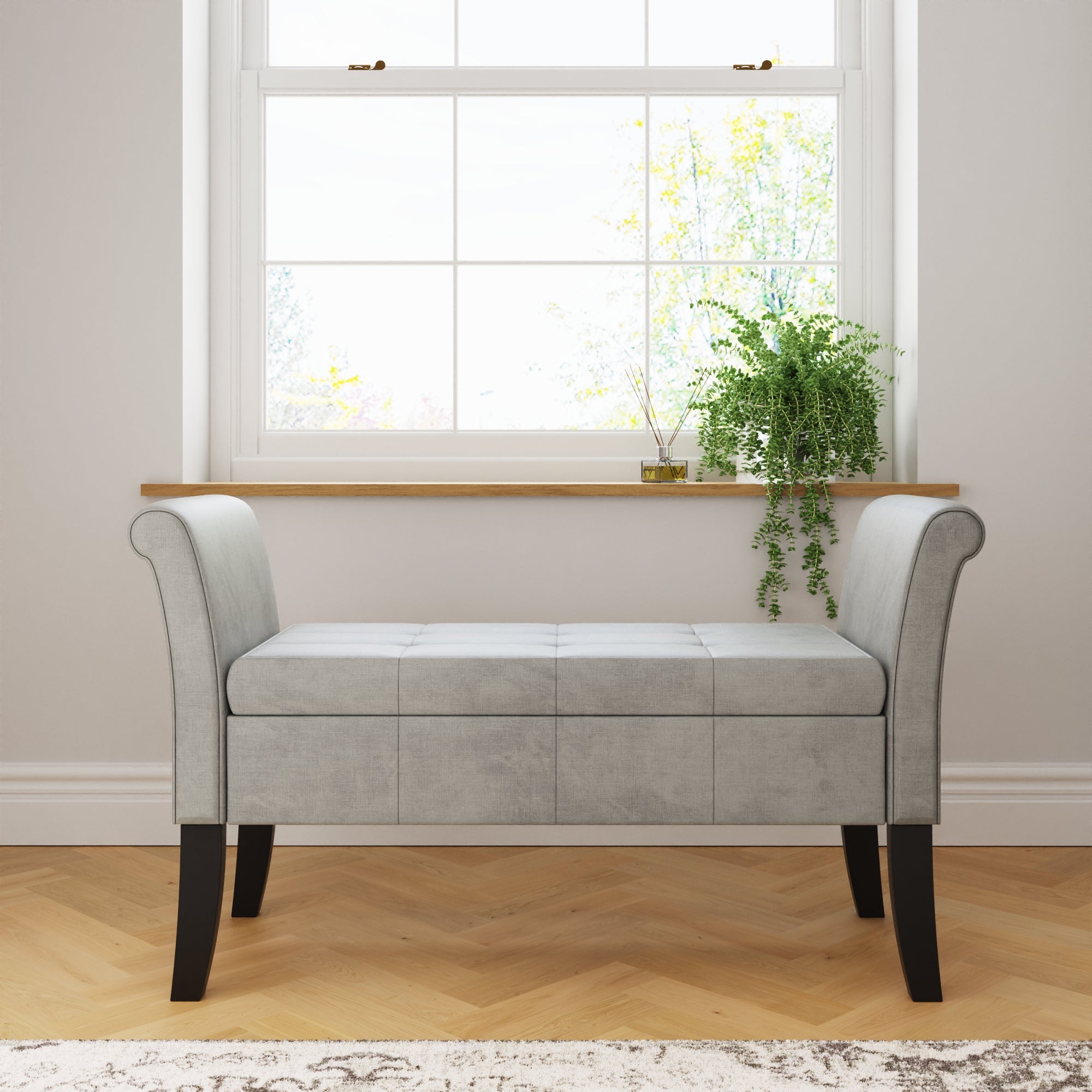 Balmoral Window Seat Grey Chenille – GFW, view 2