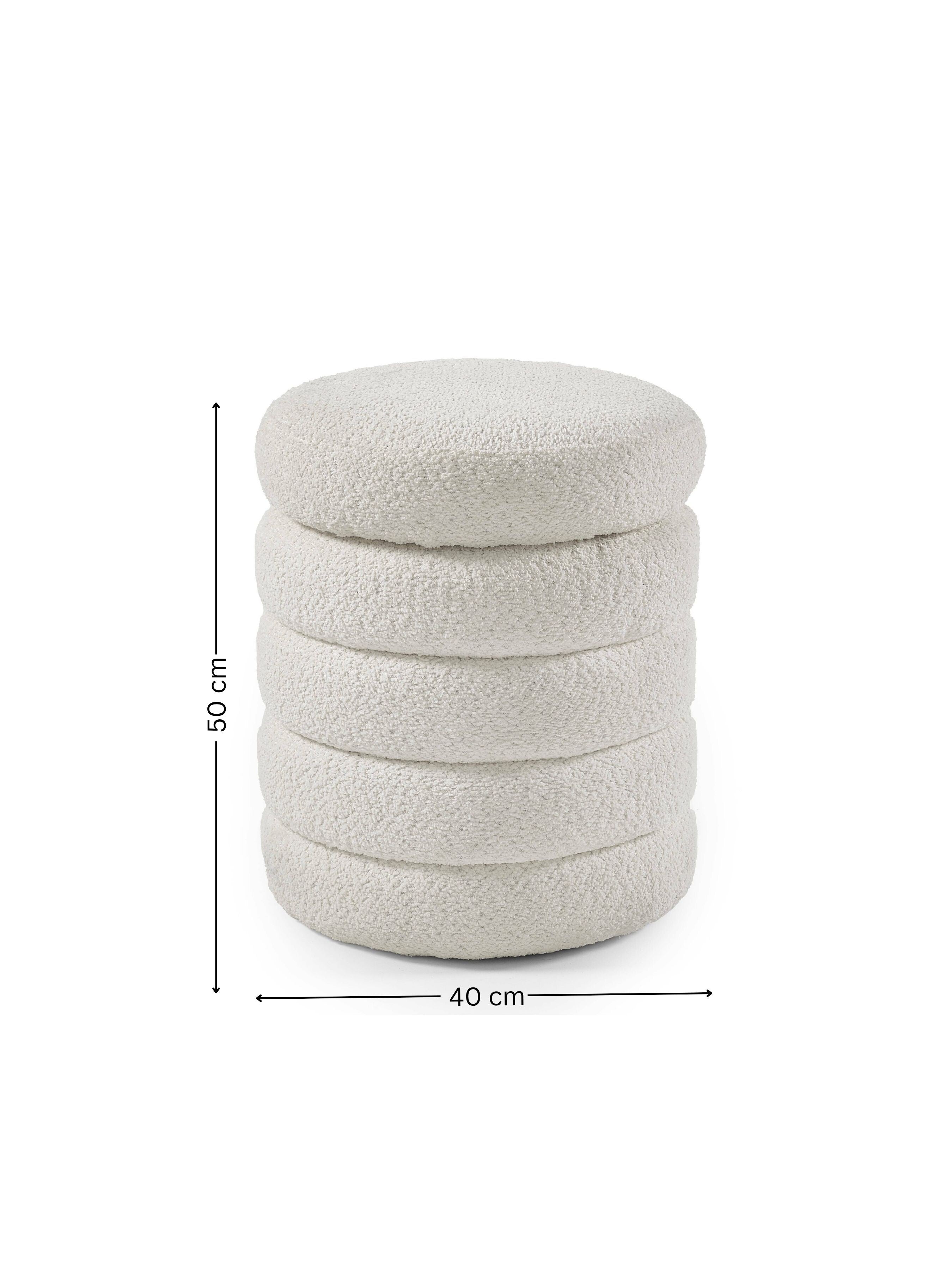 Hailey Ivory Boucle Upholstered 40cm Storage Stool – Julian Bowen, view 14