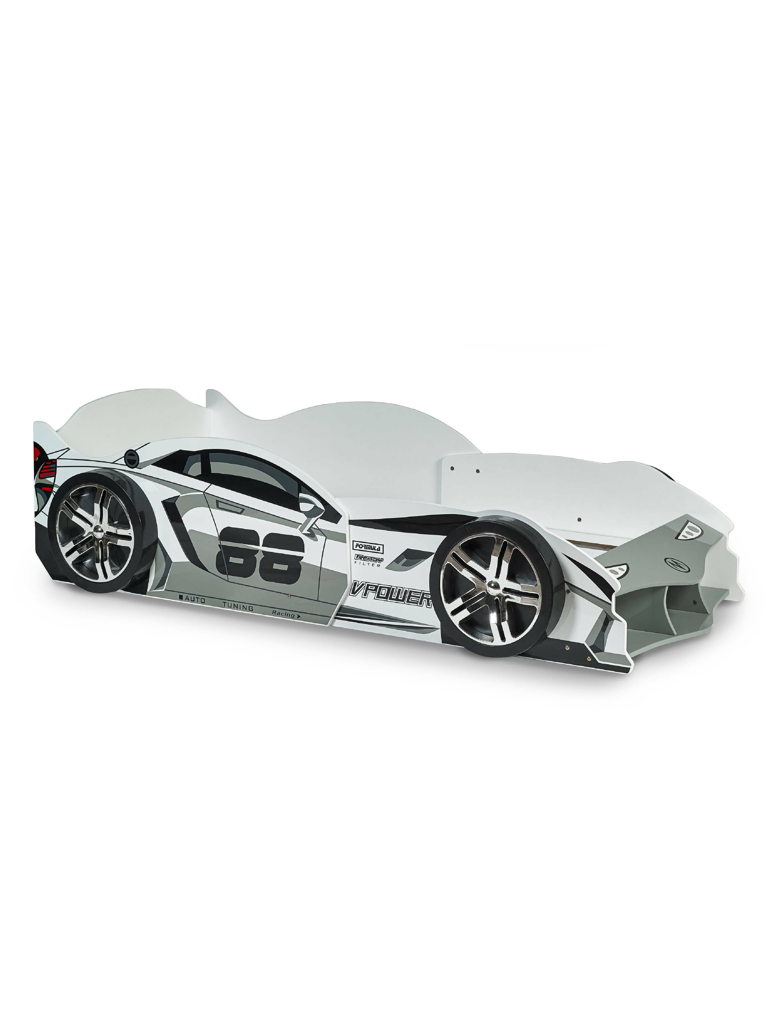 Storm White and Grey High Gloss 90cm Single Race Car Bed – Julian Bowen, view 2