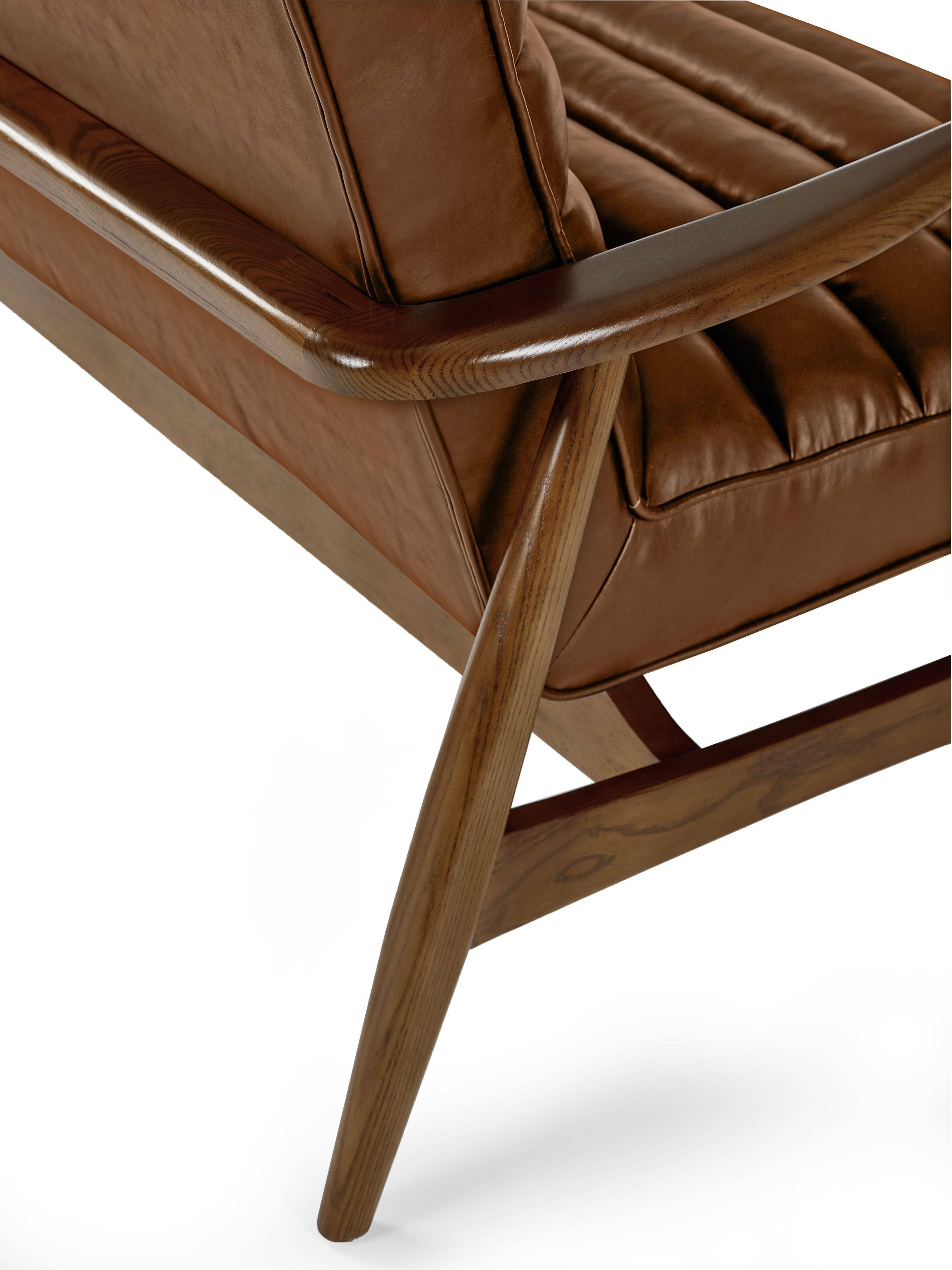 Marshall 2 Seater Sofa - Brown Faux Leather – Julian Bowen, view 8