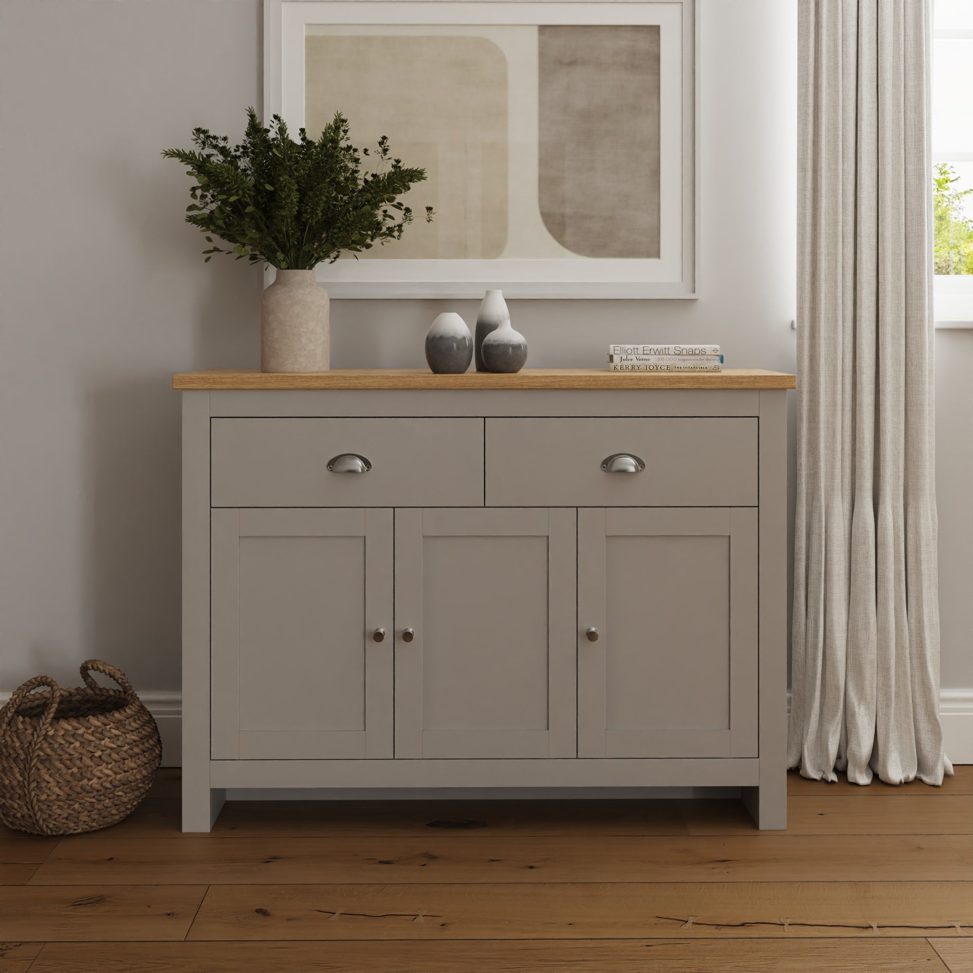 Lancaster Large Sideboard – Grey & Oak