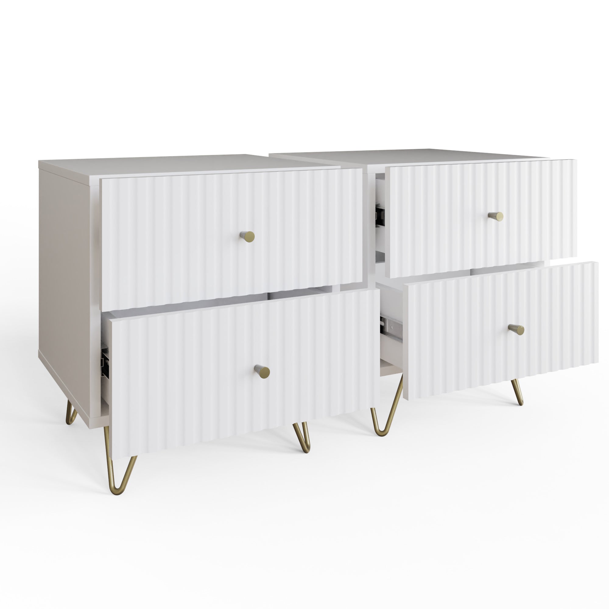 Thalia 2 Drawer Bedside Table Pair – White