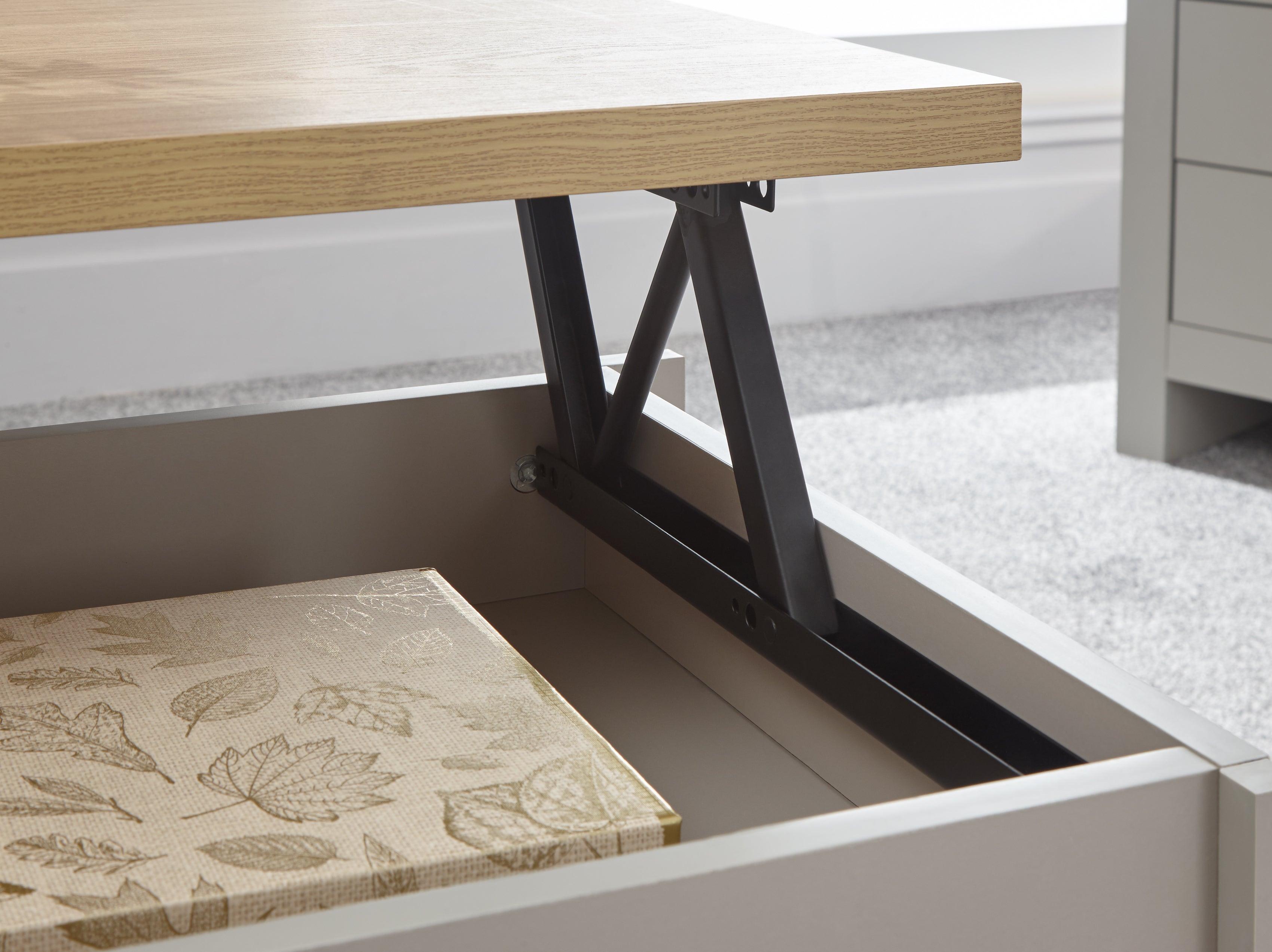 Lancaster Lift Up Coffee Table Grey – GFW, view 9