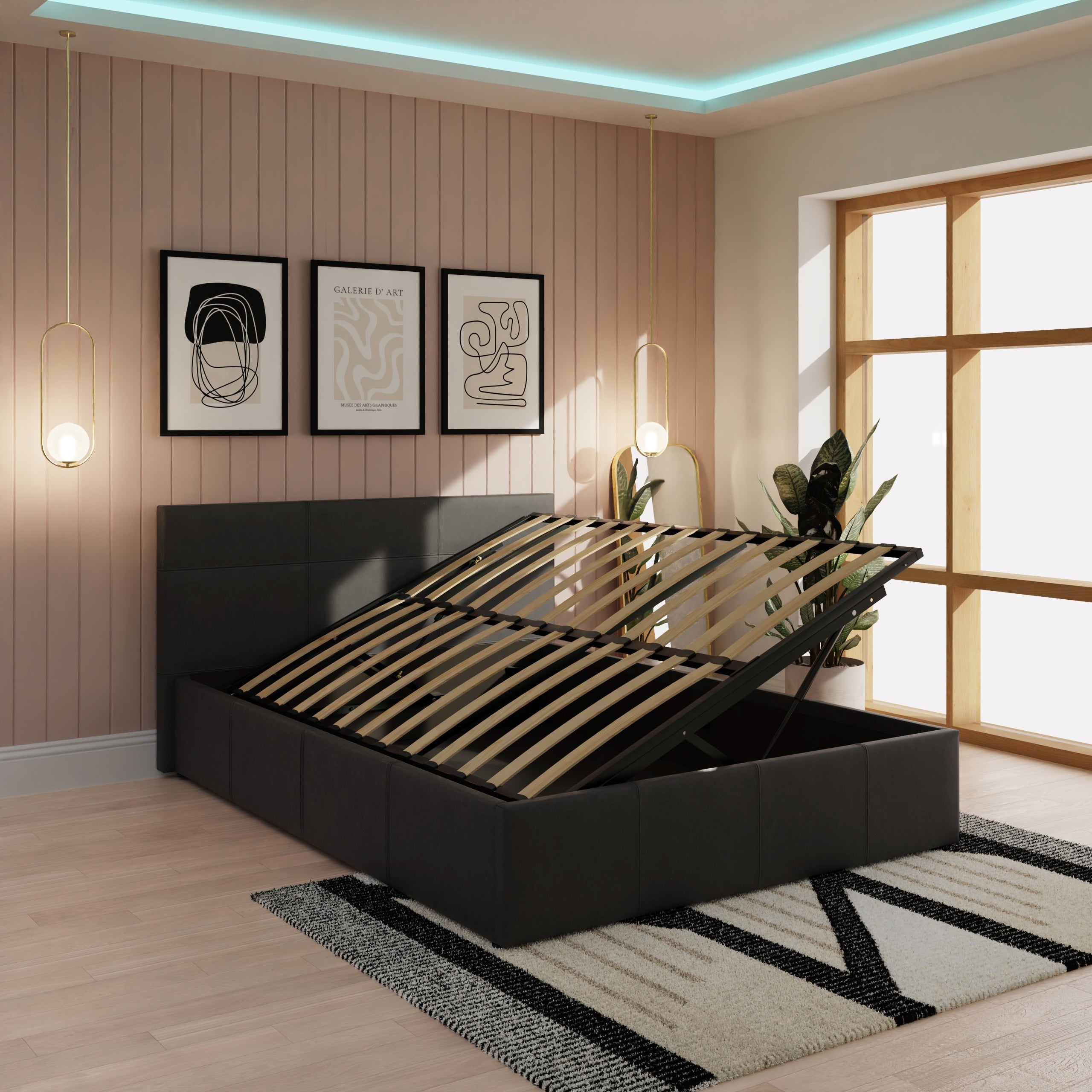 Side Lift Ottoman Bed Black – GFW, view 12