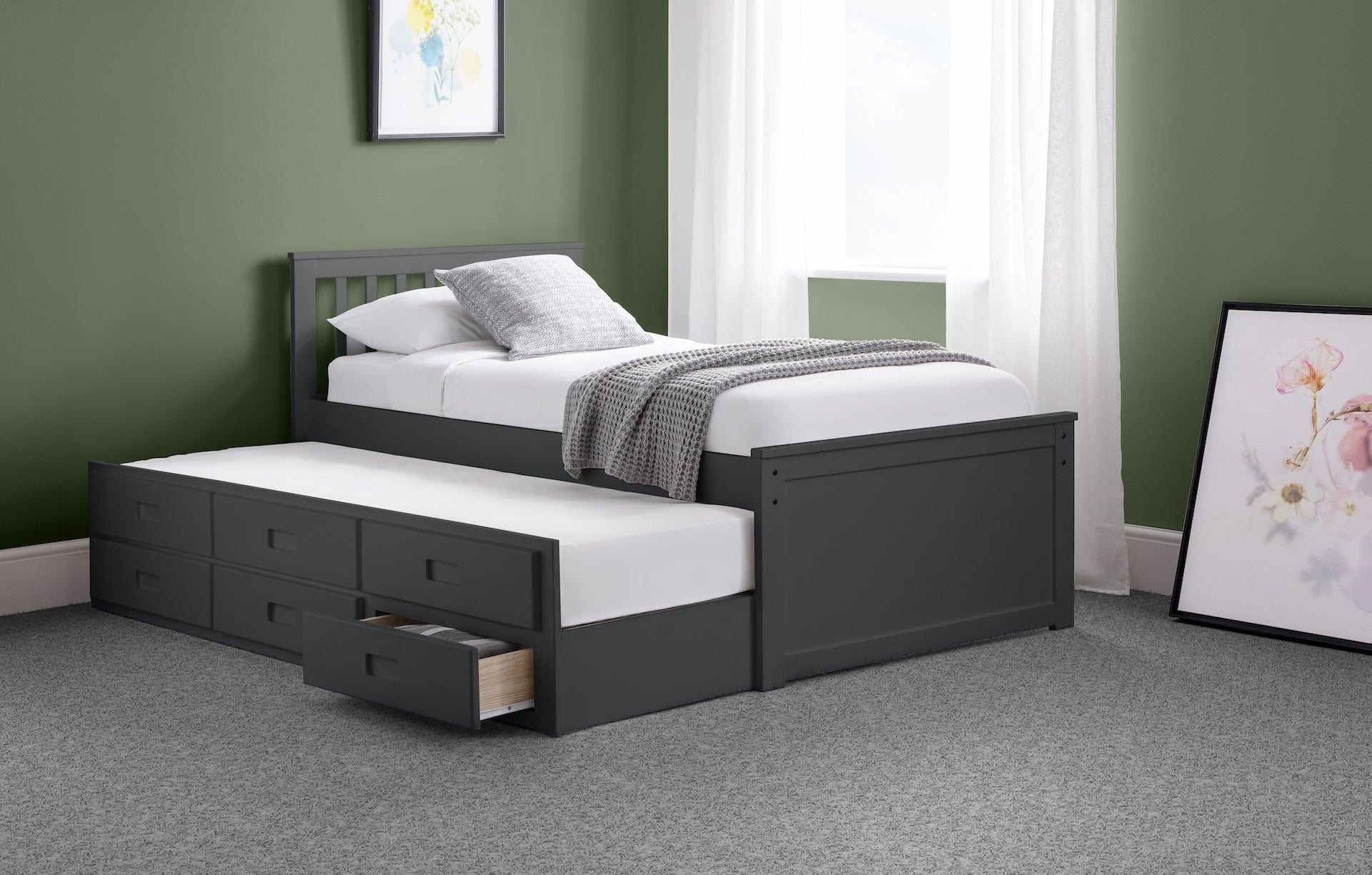 Maisie Bed With Underbed And Drawers - Anthracite – Julian Bowen, view 11