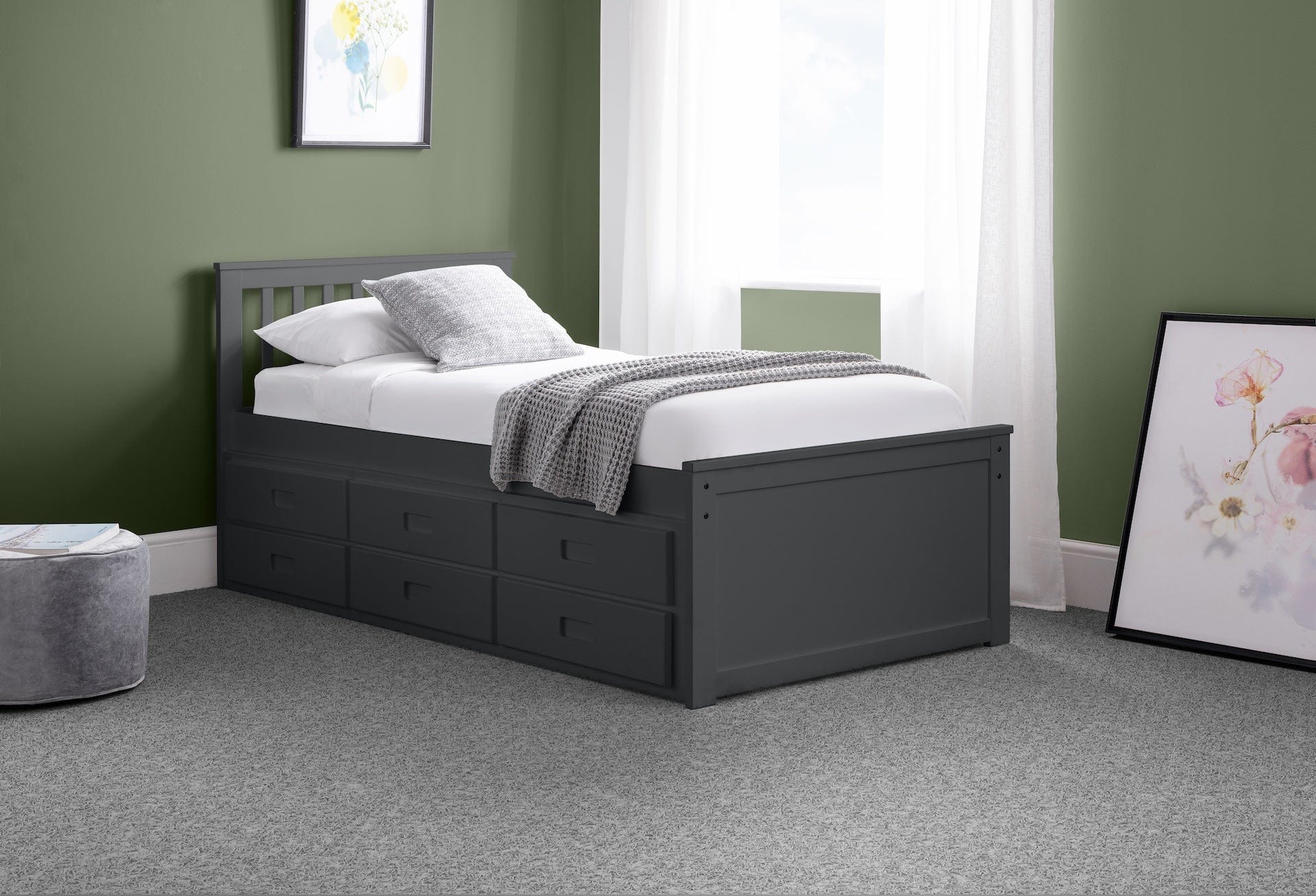 Maisie Bed With Underbed And Drawers - Anthracite – Julian Bowen, view 10