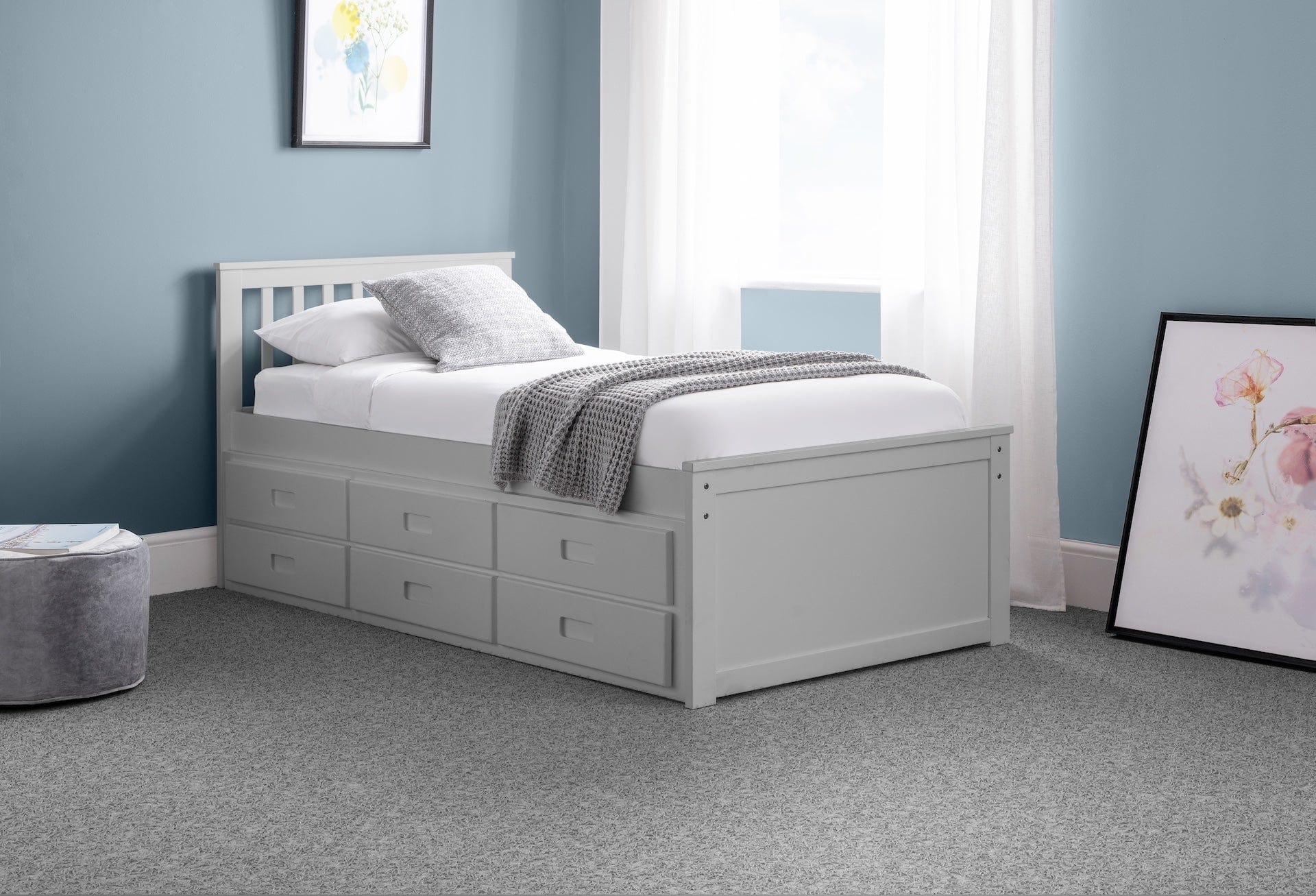 Maisie Bed With Underbed And Drawers - Light Grey – Julian Bowen, view 14